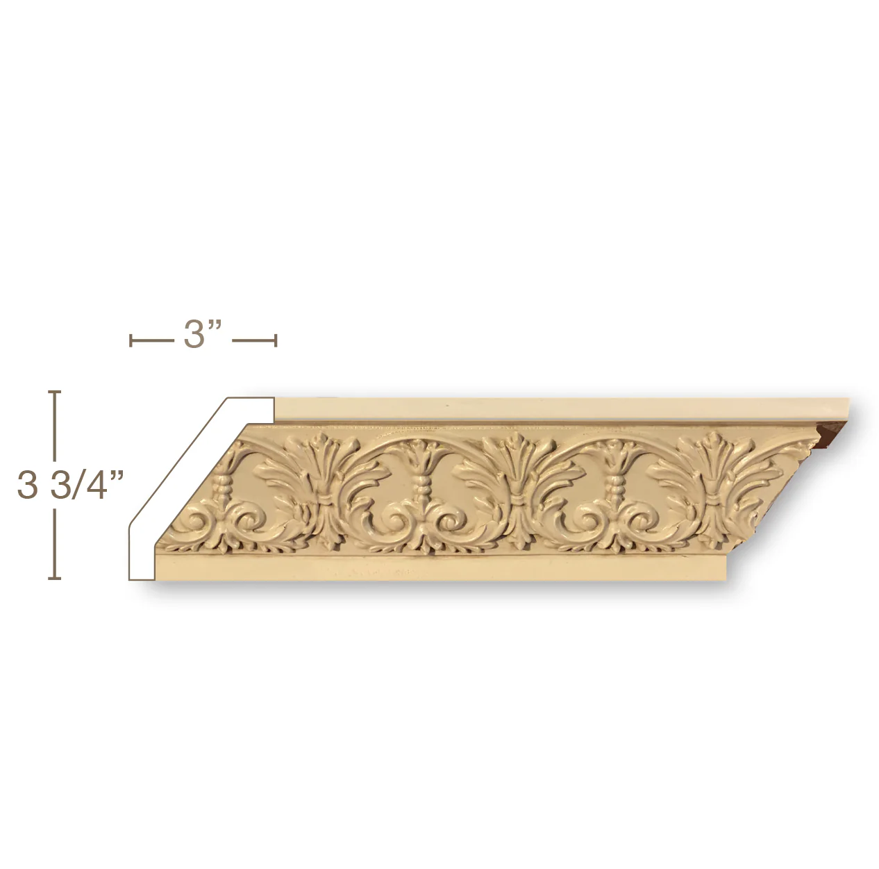 Acanthus Scroll Bellflower, Resin, 1-1/16" X 4 3/4, Repeats 4 1/2"