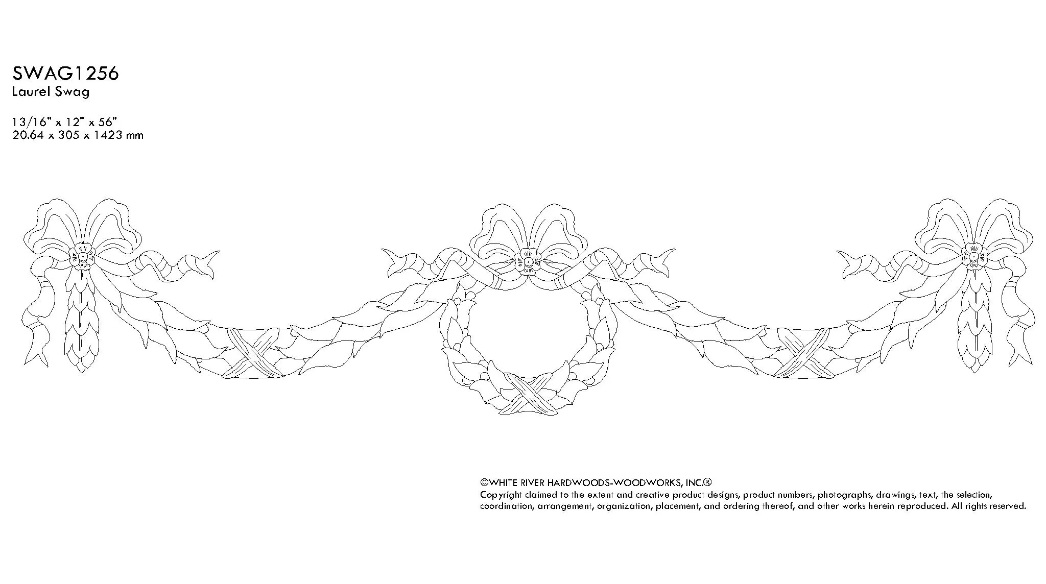 13/16" x 12" x 56" Laurel Wreath and Swag - Image 2