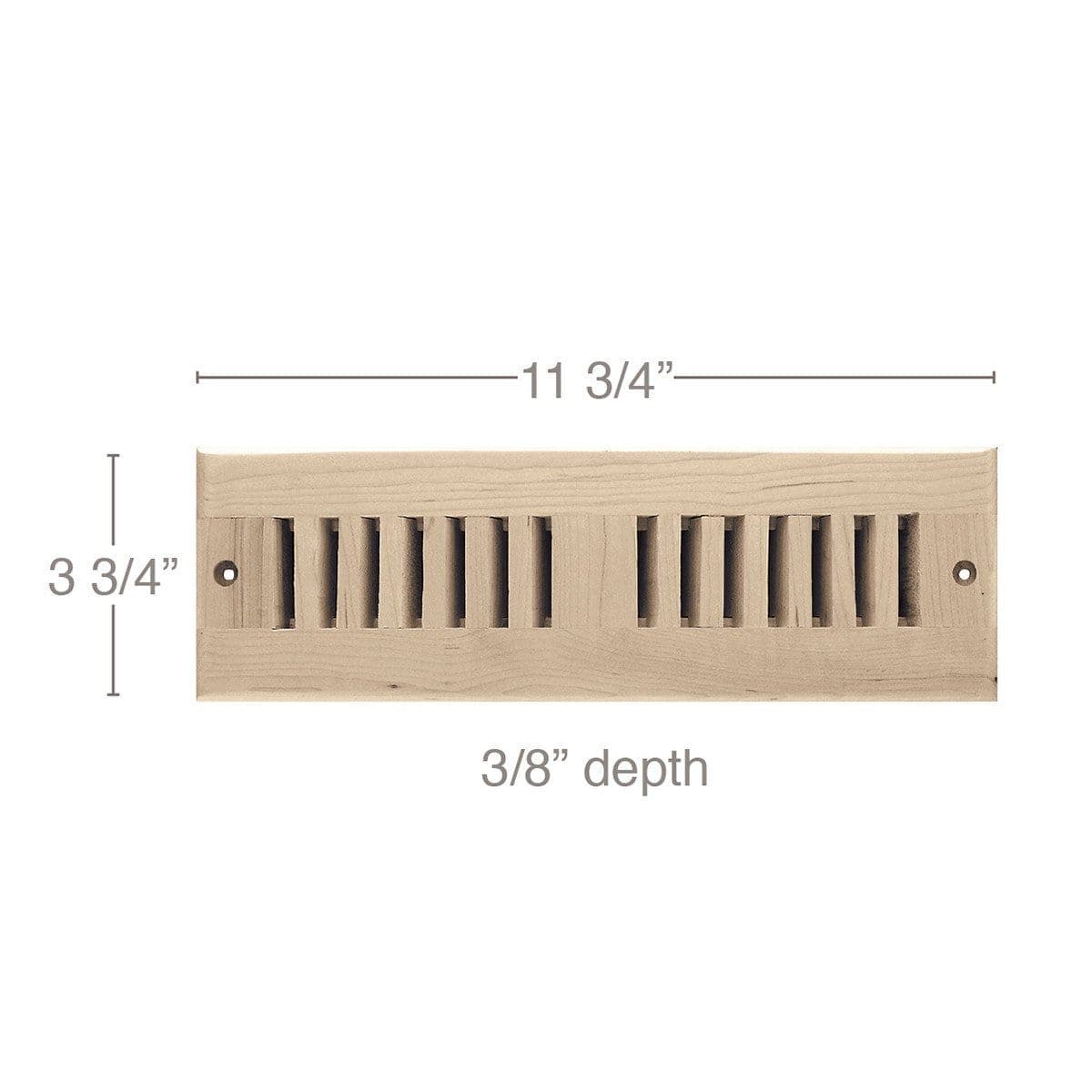 2 x 10 Vent, 3 3/4" x 3/8" x 11 3/4" length, Self Rimming Toe Kick Vent