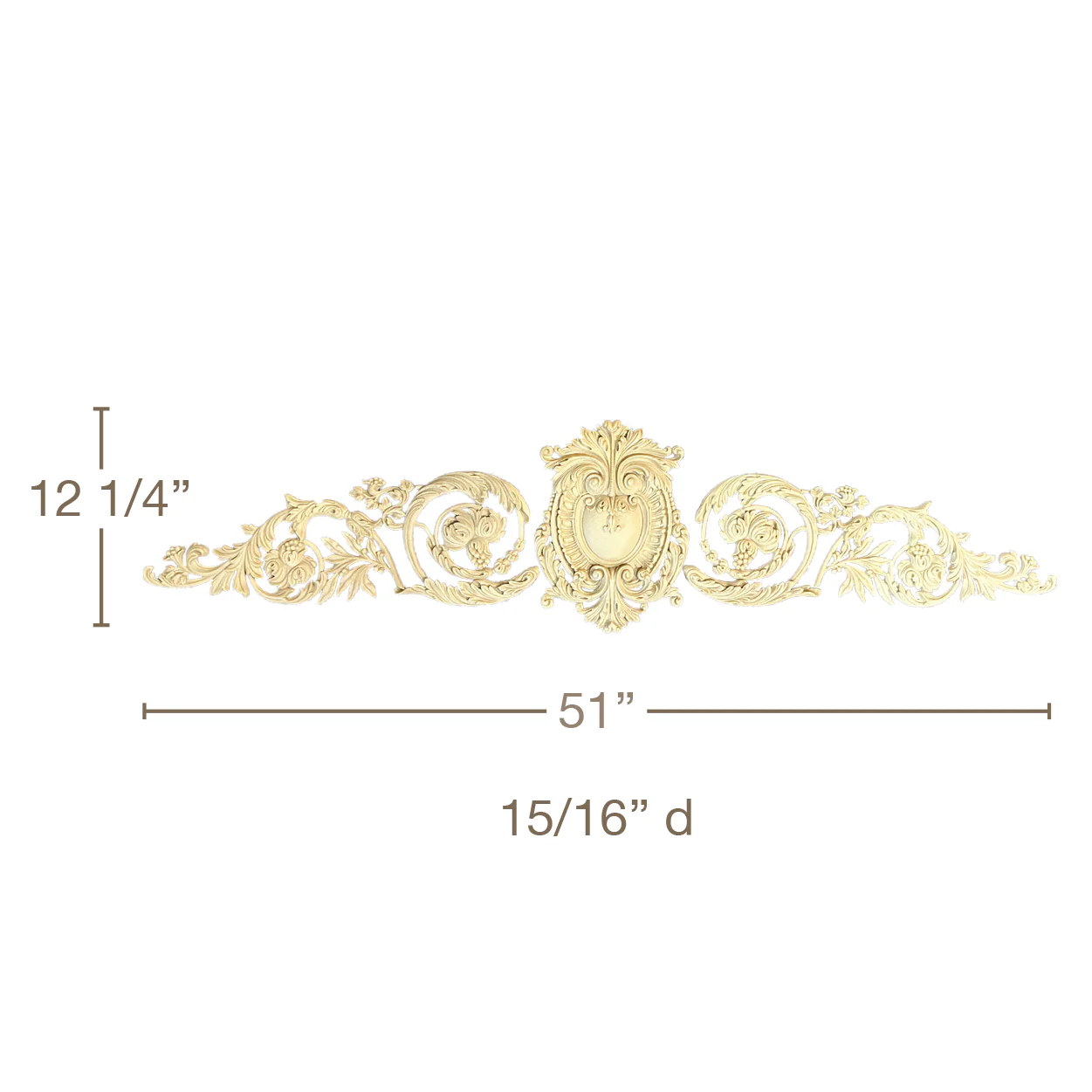 Cartouche with Acanthus Scrolls, 5 Pieces, Resin, 51”w x 12 1/4”h x 15/16”d