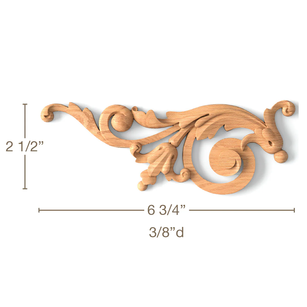 Acanthus Bellflower Scrolls, Left & Right Pair, 6 3/4"w x 2 1/2"h x 3/8"d - Image 2