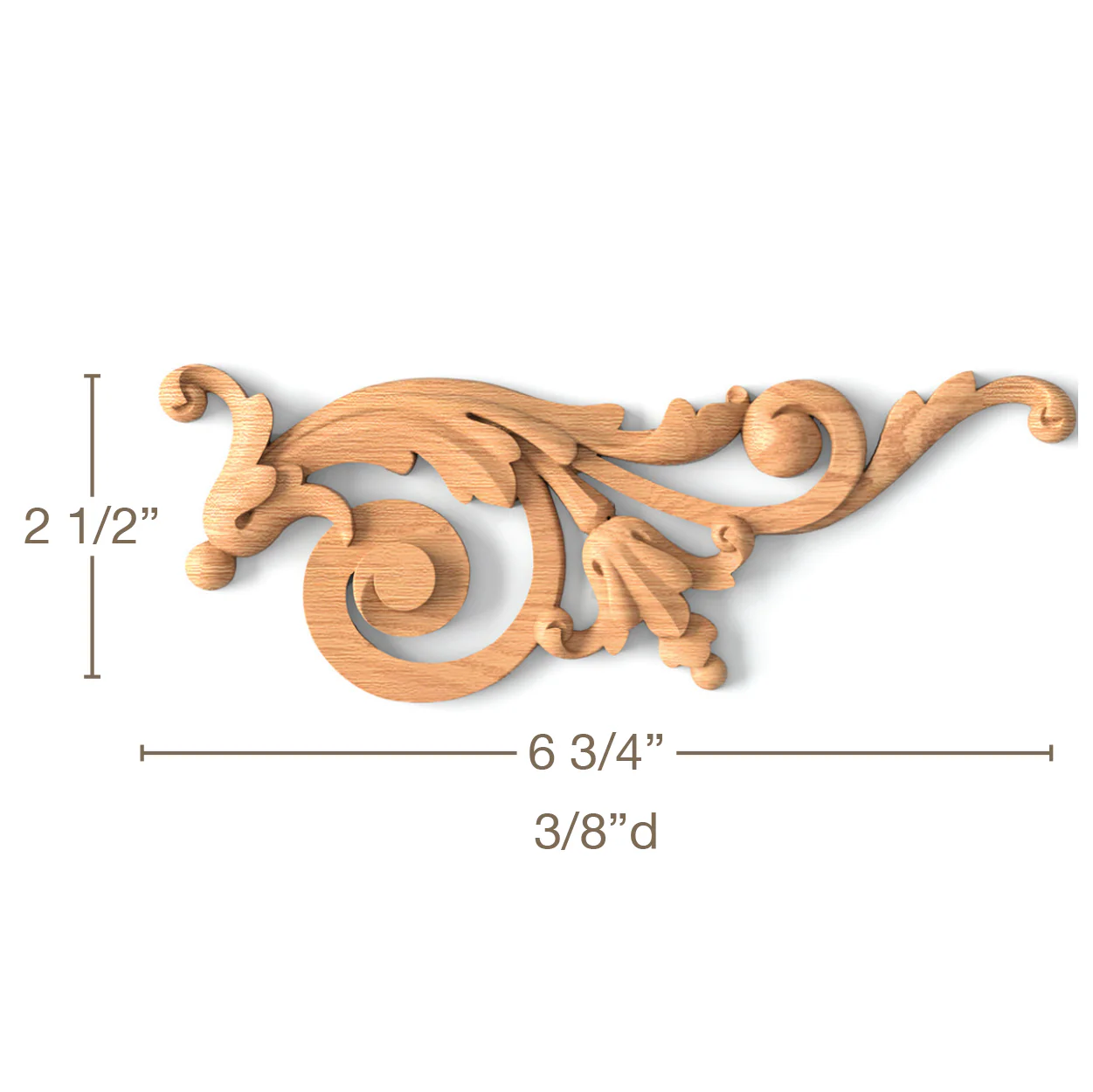 Acanthus Bellflower Scrolls, Left & Right Pair, 6 3/4"w x 2 1/2"h x 3/8"d - Image 3