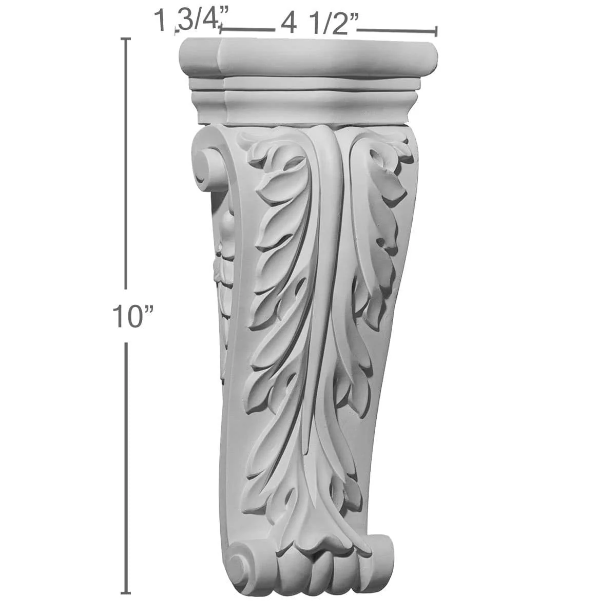 Acanthus Corbel, 4 1/2"W x 1 3/4"D x 10"H