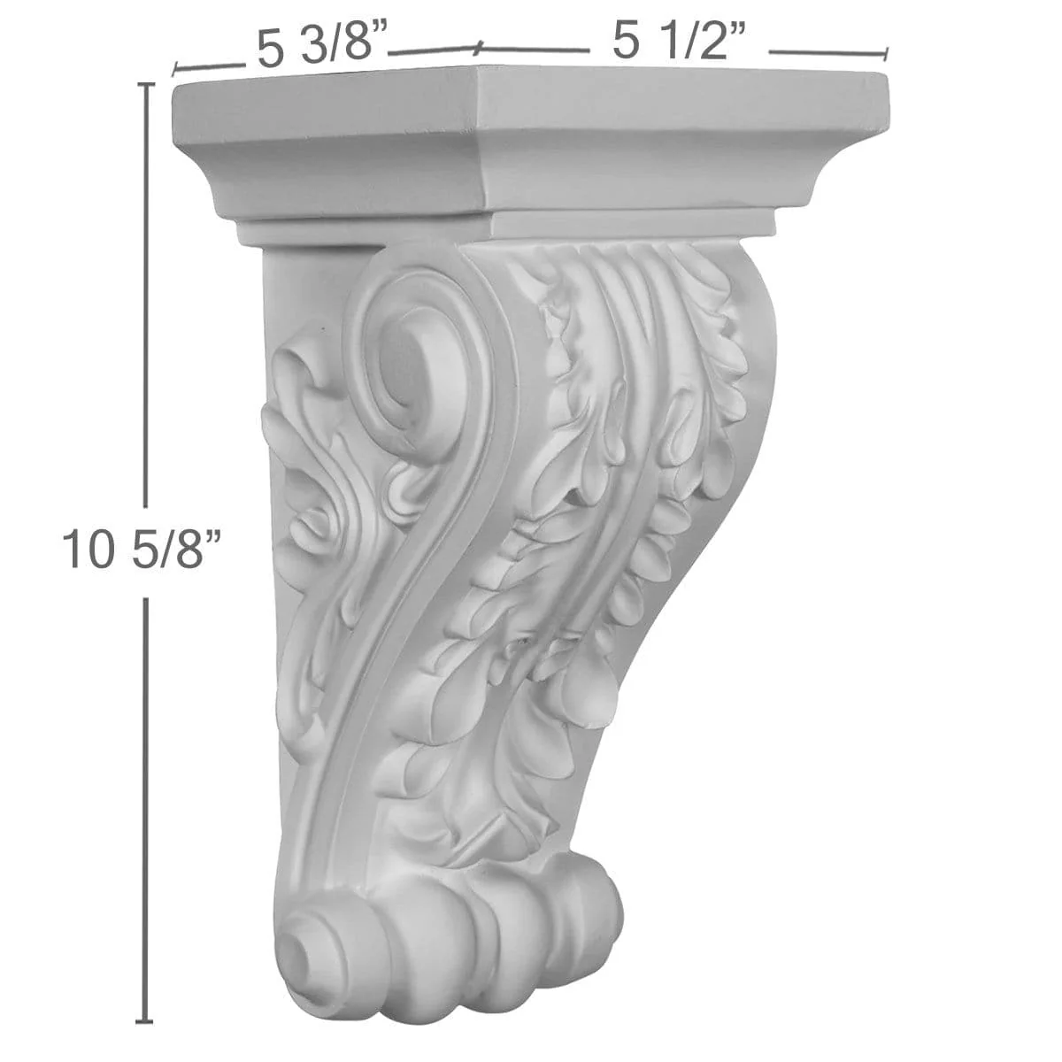 Acanthus Corbel, 5 1/2"W x 5 3/8"D x 10 5/8"H