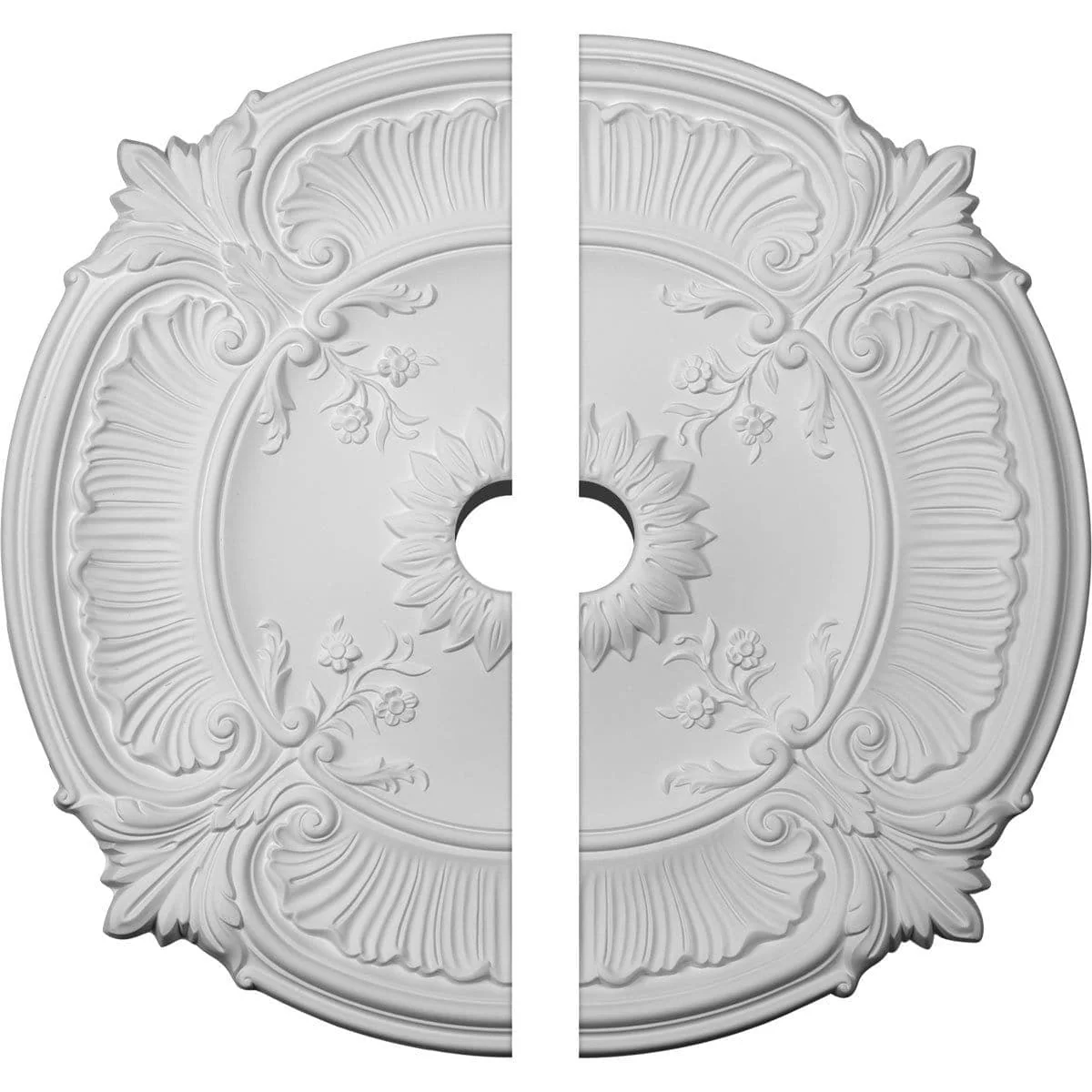 Acanthus Leaf Ceiling Medallion, Two Piece (Fits Canopies up to 3 1/4")30 1/8"OD x 3"ID x 1 1/2"P