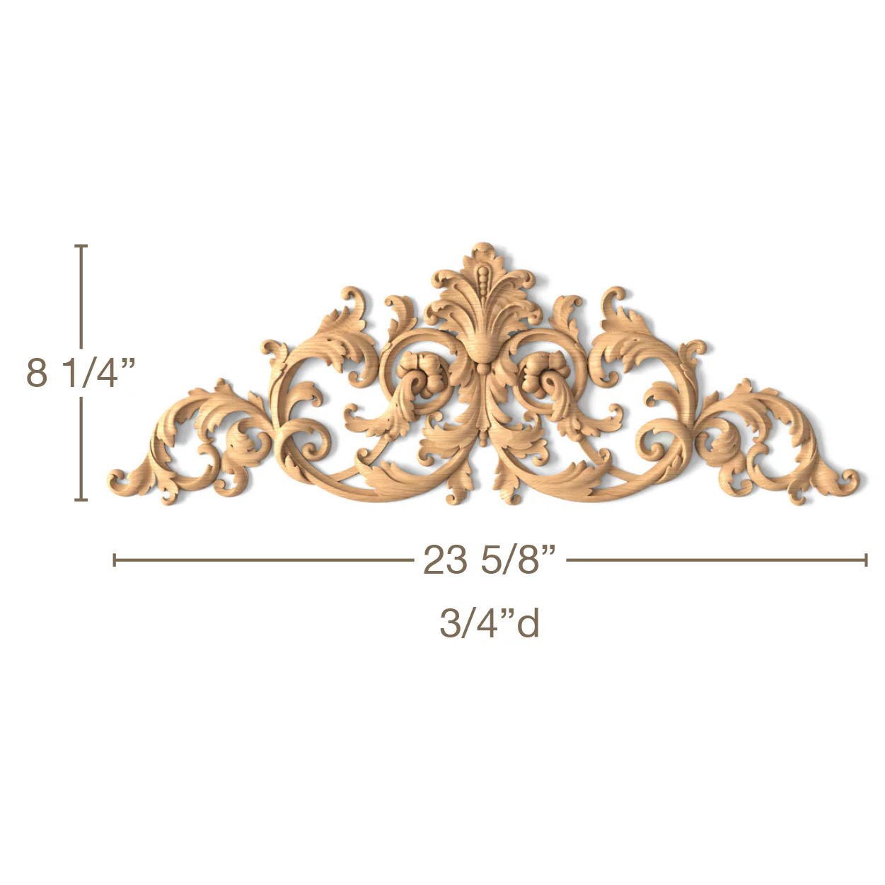 Acanthus Onlay, 23 5/8"w x 8 1/4"h x 3/4"d