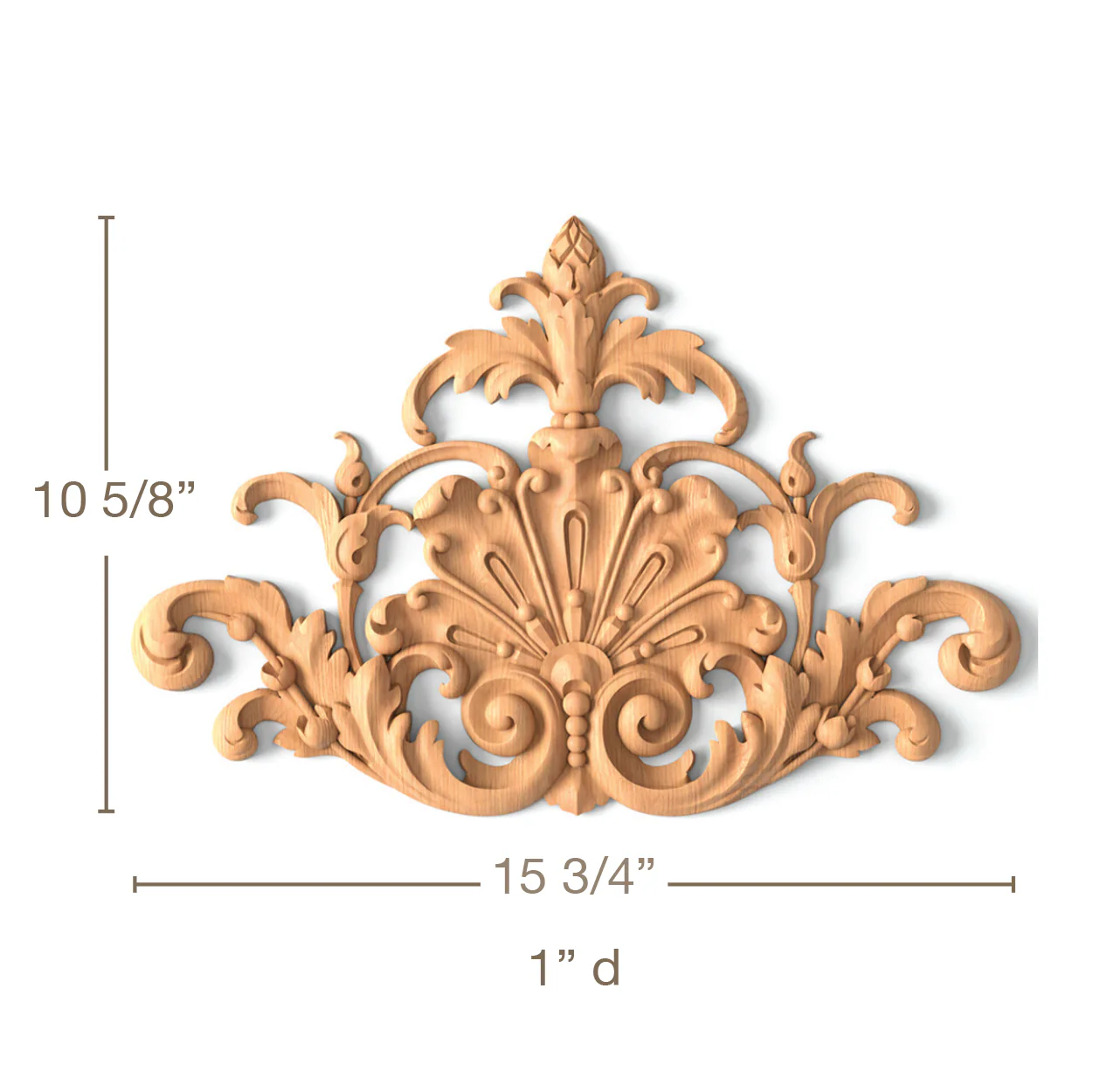 Acanthus Plume Center, 15 3/4"w x 10 5/8"h x 1"d