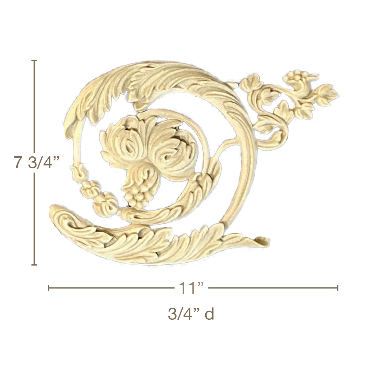 Acanthus Scroll, LR Pair, Resin, 11"W x 7 3/4"H x 3/4"D - Image 3