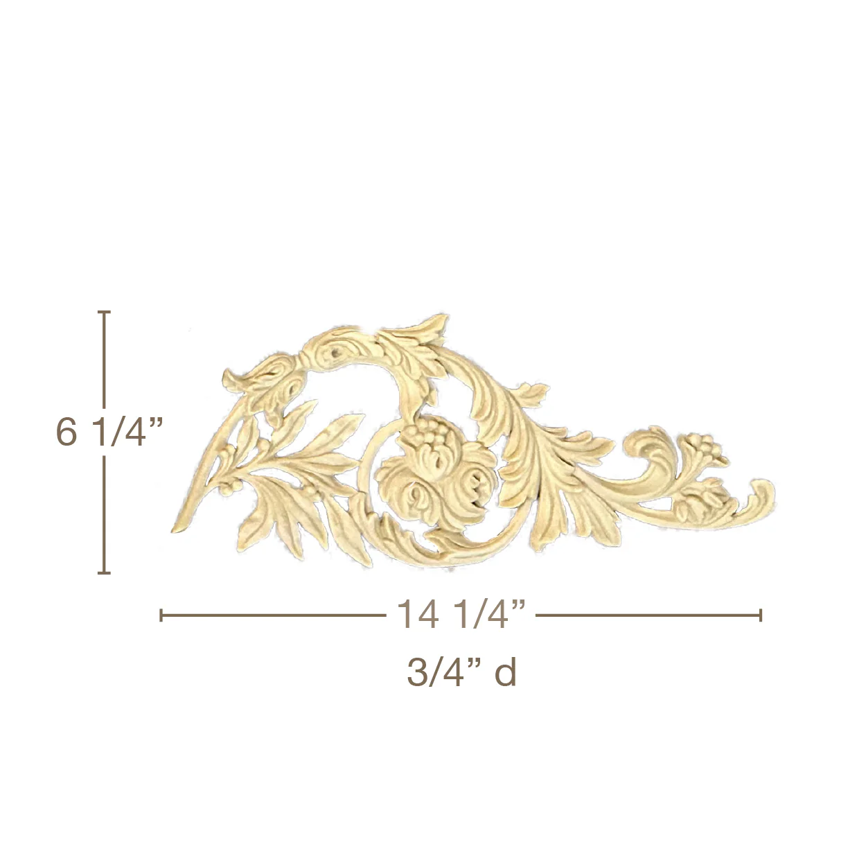 Acanthus Scroll, LR Pair, Resin, 14 1/4"W x 6 1/4"H x 3/4"D - Image 2