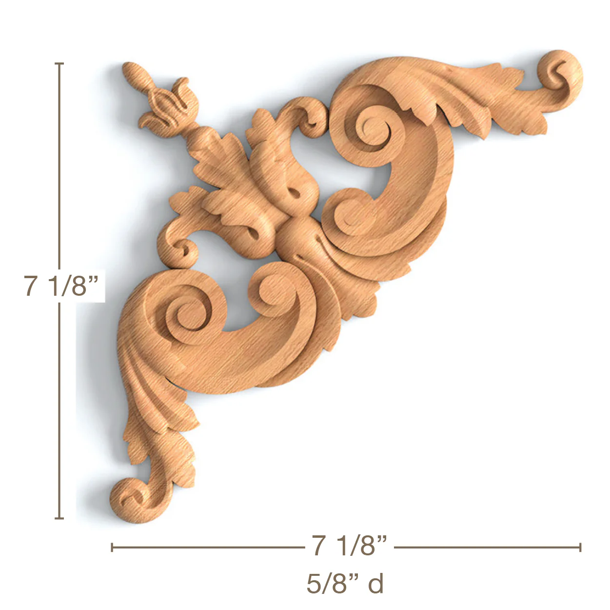 Acanthus Scrolled Corners Pair, 7 1/8"w x 7 1/8"h x 5/8"d