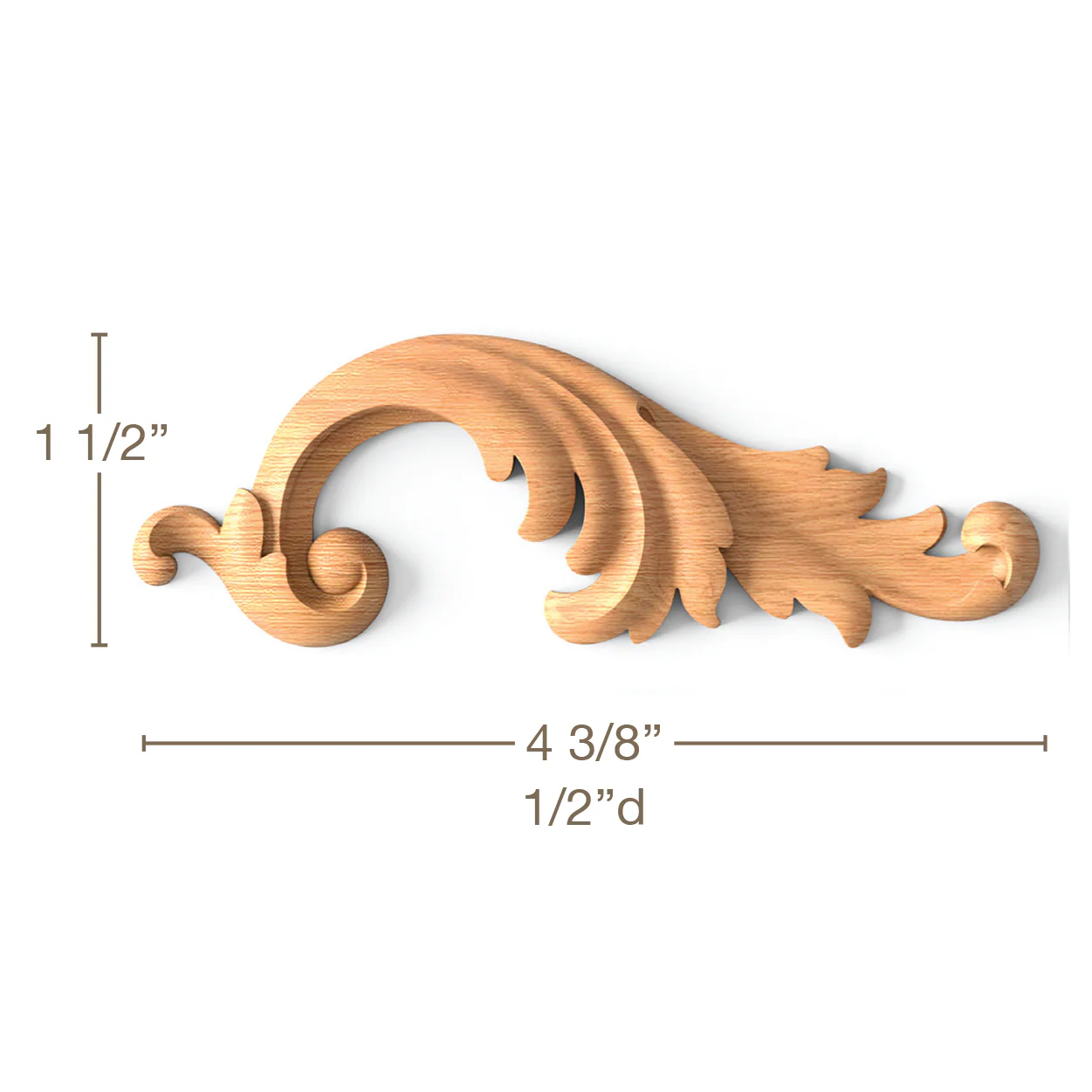 Acanthus Scrolls 2, Left & Right Pair, 4 3/8"w x 1 1/2"h x 1/2"d - Image 3