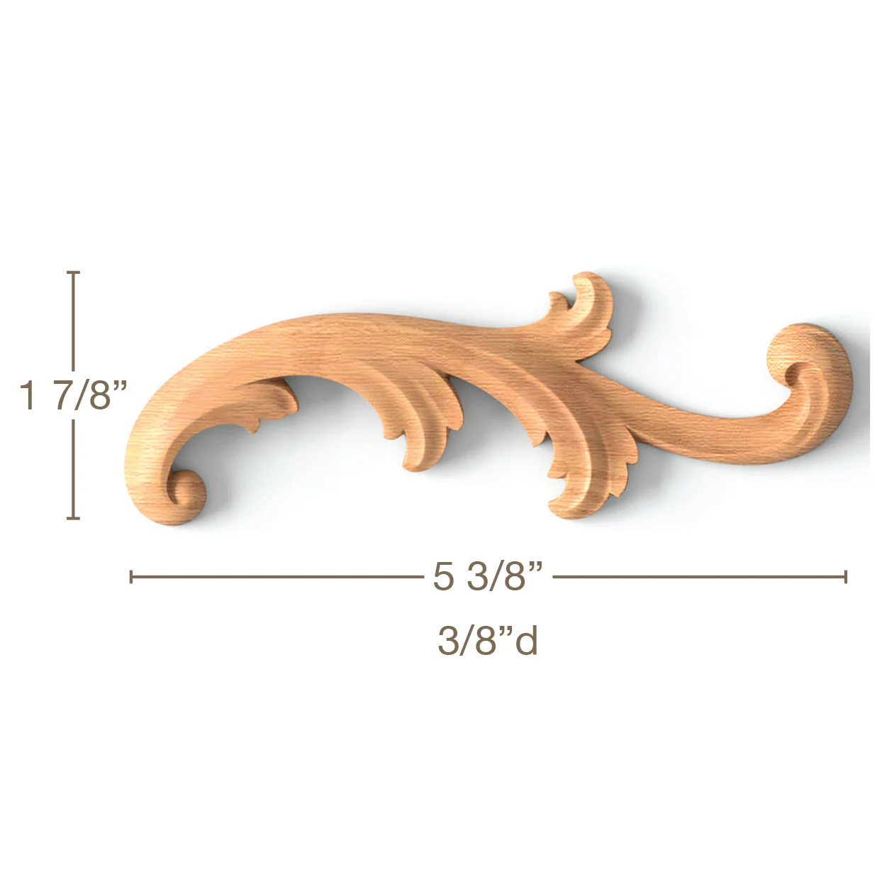 Acanthus Scrolls 2, Left & Right Pair, 5 3/8"w x 1 7/8"h x 3/8"d - Image 3
