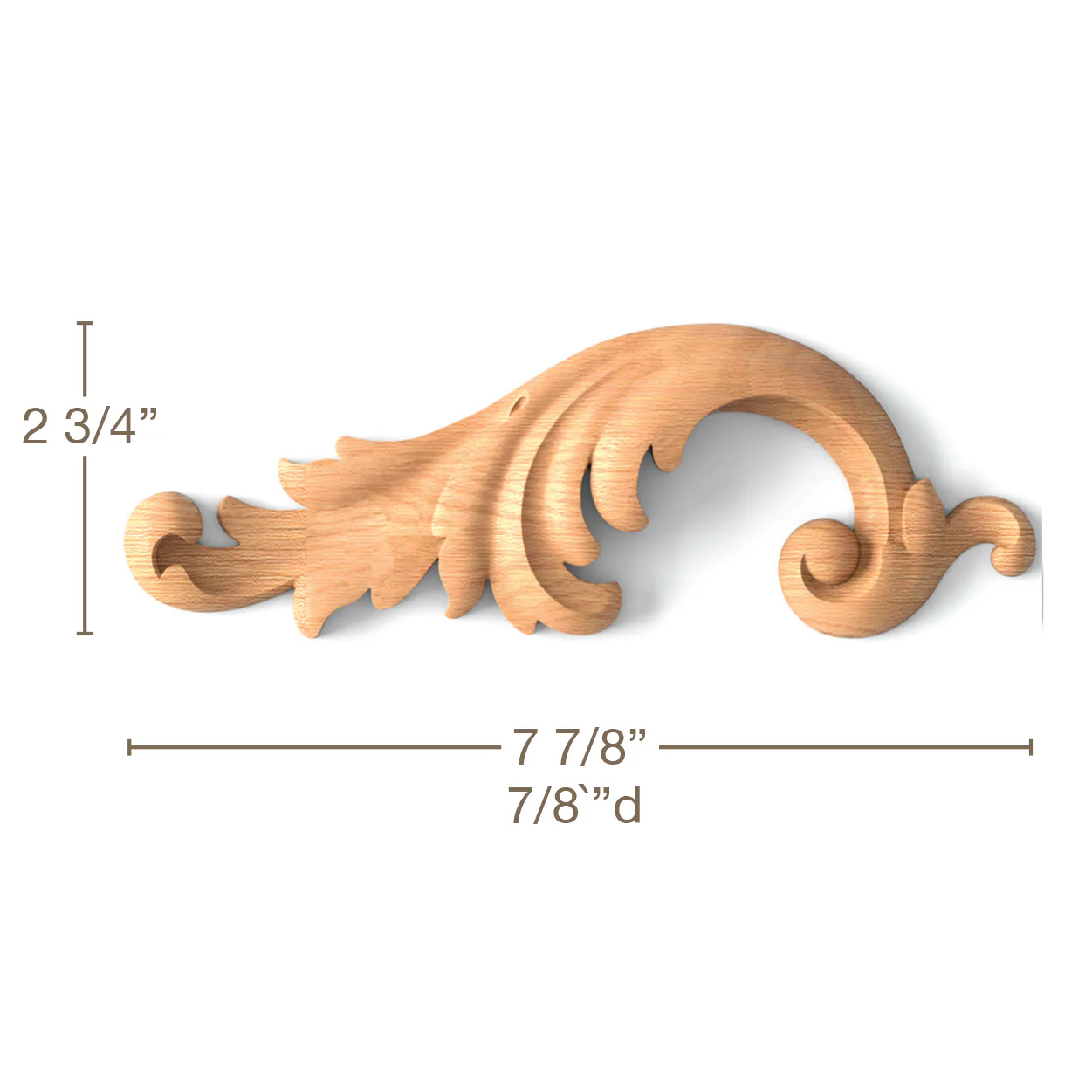 Acanthus Scrolls 2, Left & Right Pair, 7 7/8"w x 2 3/4"h x 7/8"d - Image 2