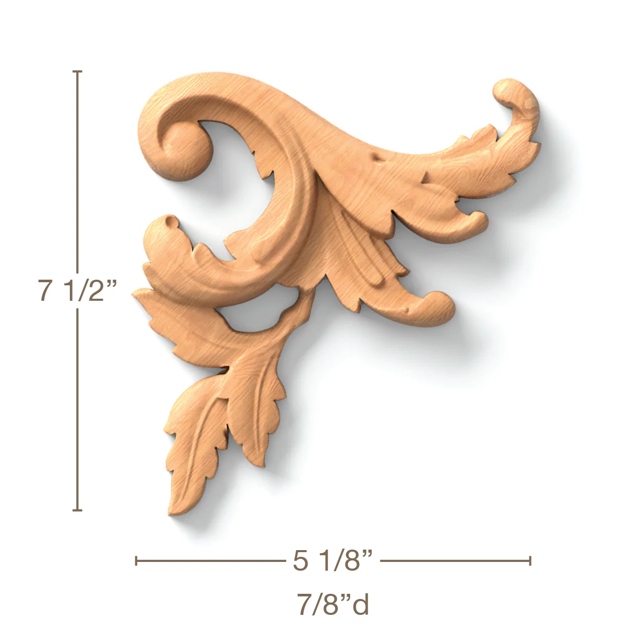 Acanthus Scrolls, Left & Right Pair, 5 1/8"w x 7 1/2"h x 7/8"d - Image 2