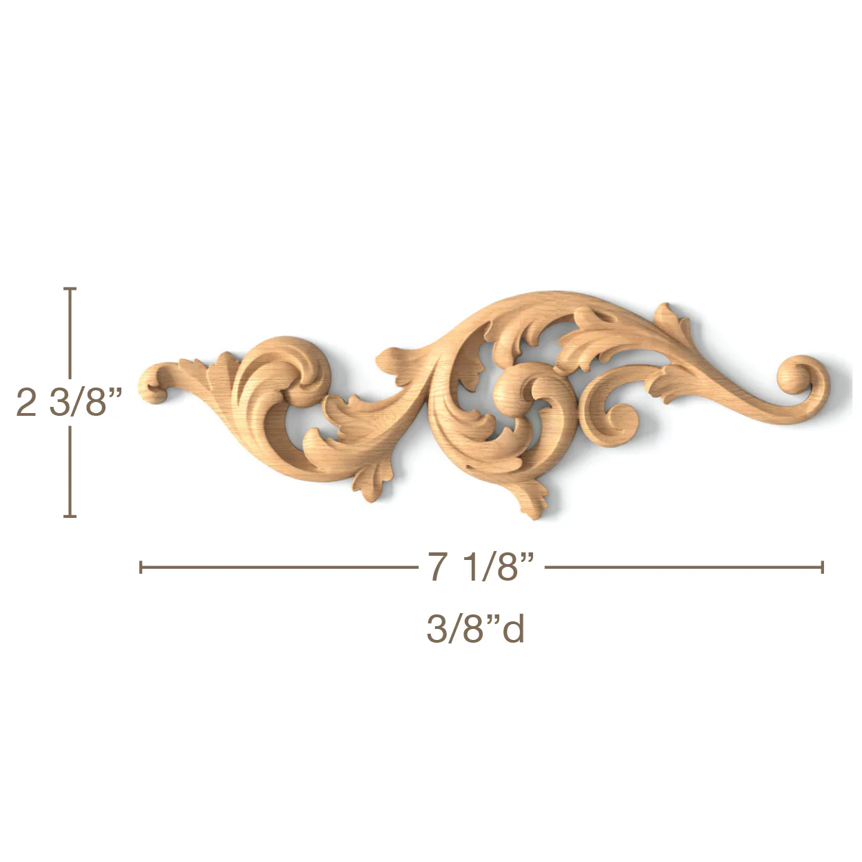 Acanthus Scrolls, Left & Right Pair, 7 1/8"w x 2 3/8"h x 3/8"d - Image 2