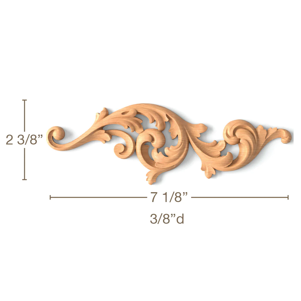 Acanthus Scrolls, Left & Right Pair, 7 1/8"w x 2 3/8"h x 3/8"d - Image 3