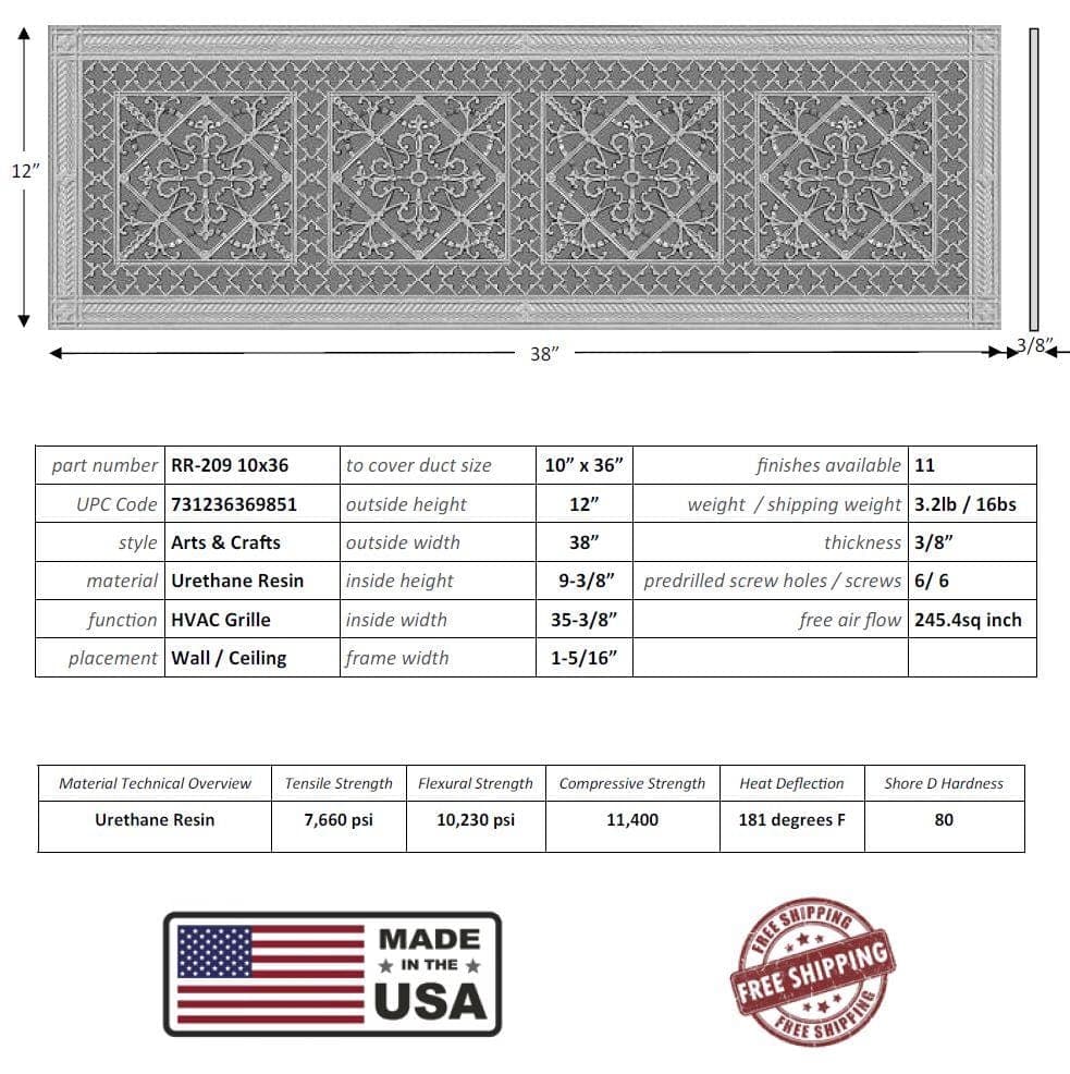 Arts and Crafts Grille for Duct Size of 10"- Please allow 1-2 weeks. - Image 8