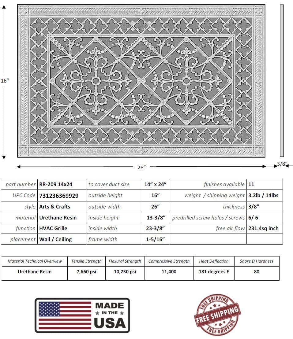 Arts and Crafts Grille for Duct Size of 14"- Please allow 1-2 weeks. - Image 4