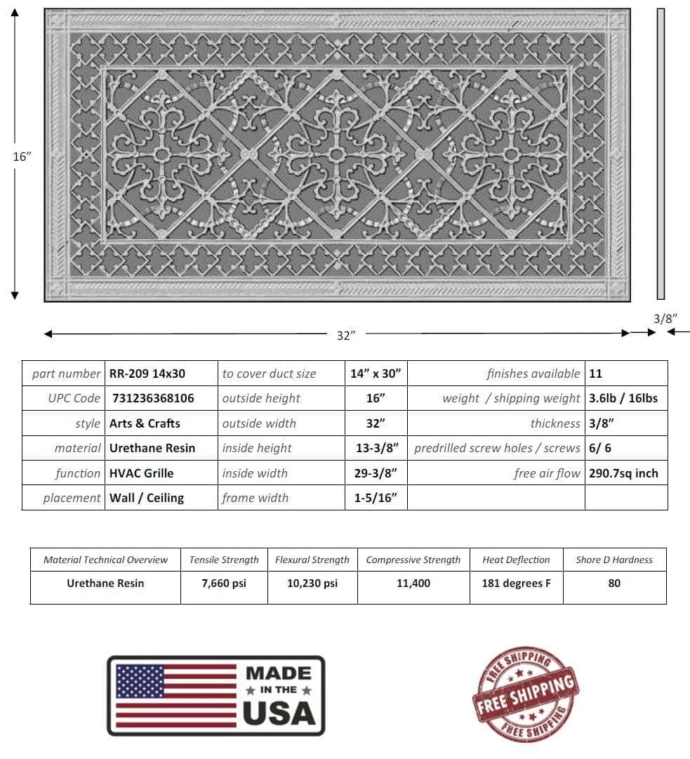 Arts and Crafts Grille for Duct Size of 14"- Please allow 1-2 weeks. - Image 5