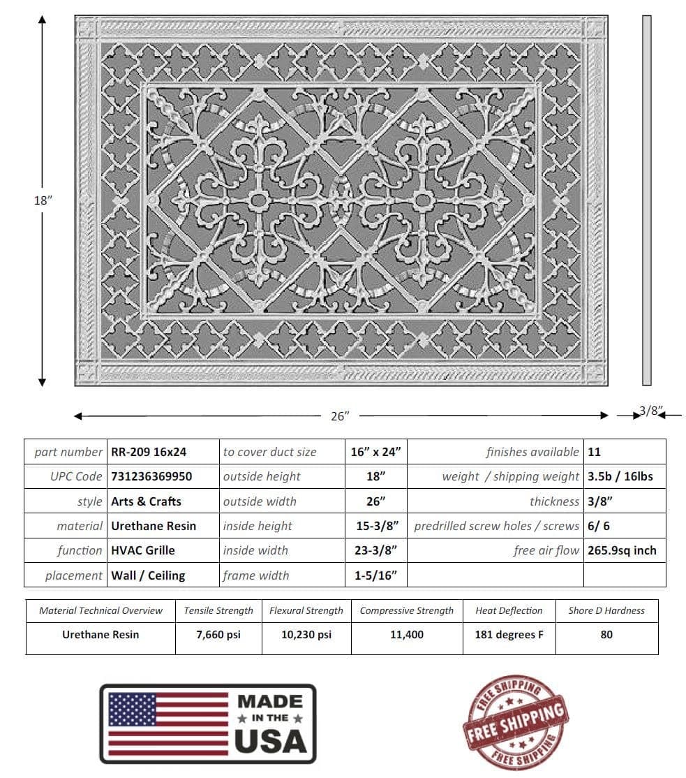 Arts and Crafts Grille for Duct Size of 16"- Please allow 1-2 weeks. - Image 3