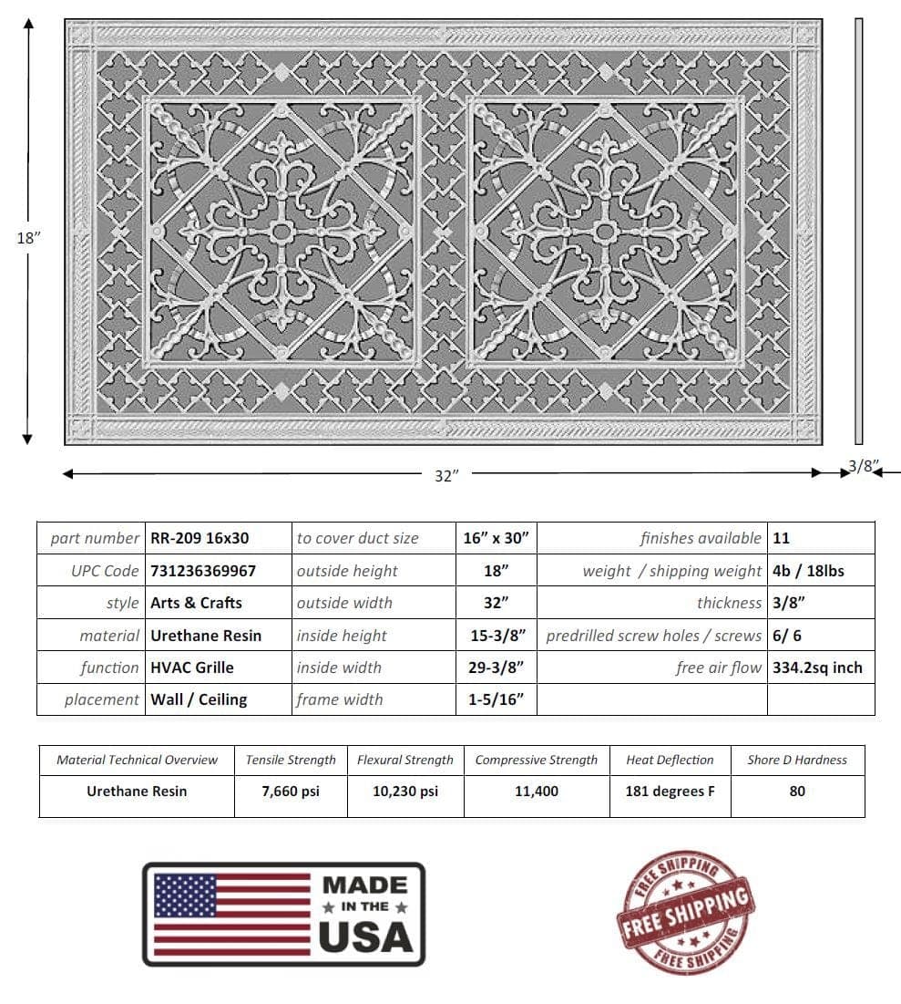 Arts and Crafts Grille for Duct Size of 16"- Please allow 1-2 weeks. - Image 4