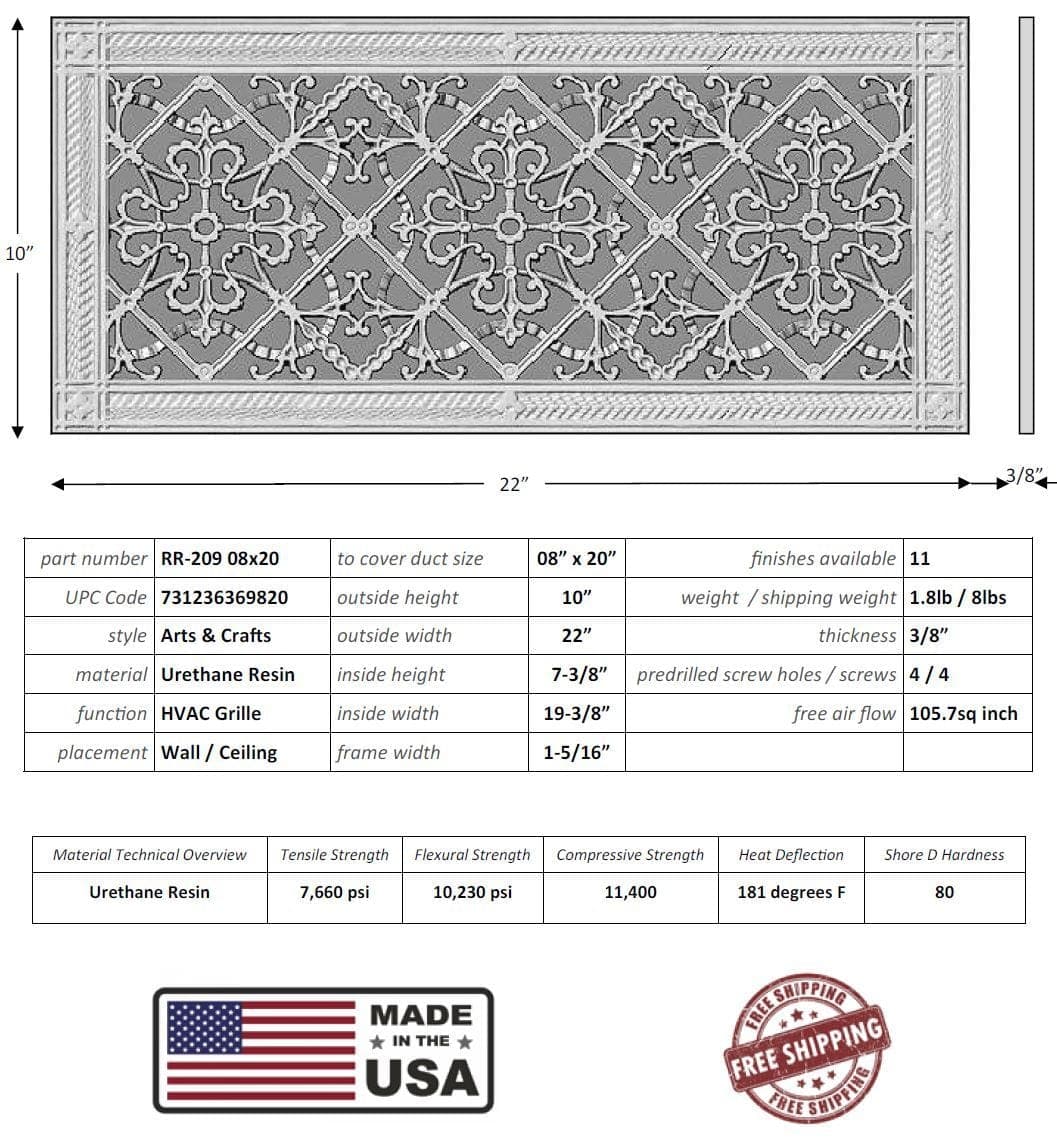 Arts and Crafts Grille for Duct Size of 8"- Please allow 1-2 weeks. - Image 6
