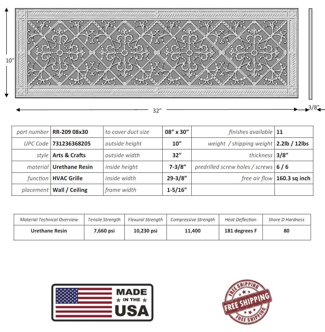 Arts and Crafts Grille for Duct Size of 8"- Please allow 1-2 weeks. - Image 8