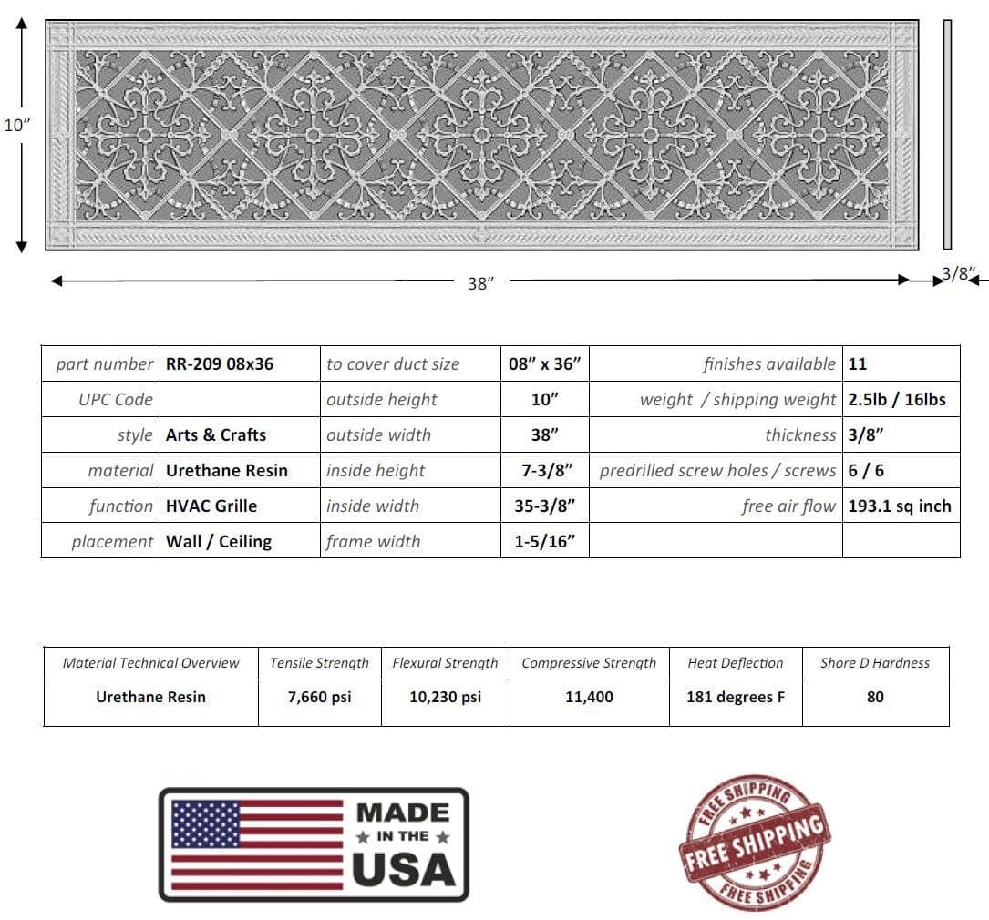 Arts and Crafts Grille for Duct Size of 8"- Please allow 1-2 weeks. - Image 9