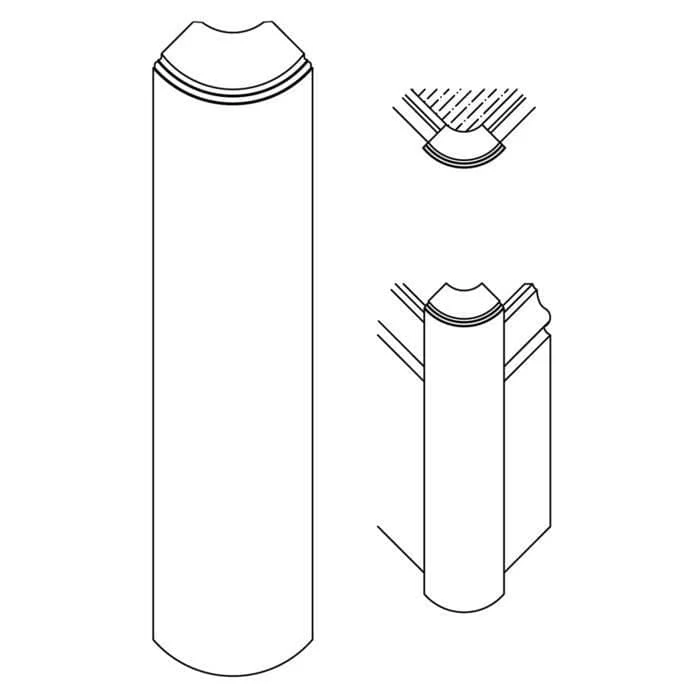 Base Corner, 2 1/16"w x 8 1/2â€h x 15/16"d (fits 3/4" bullnose)