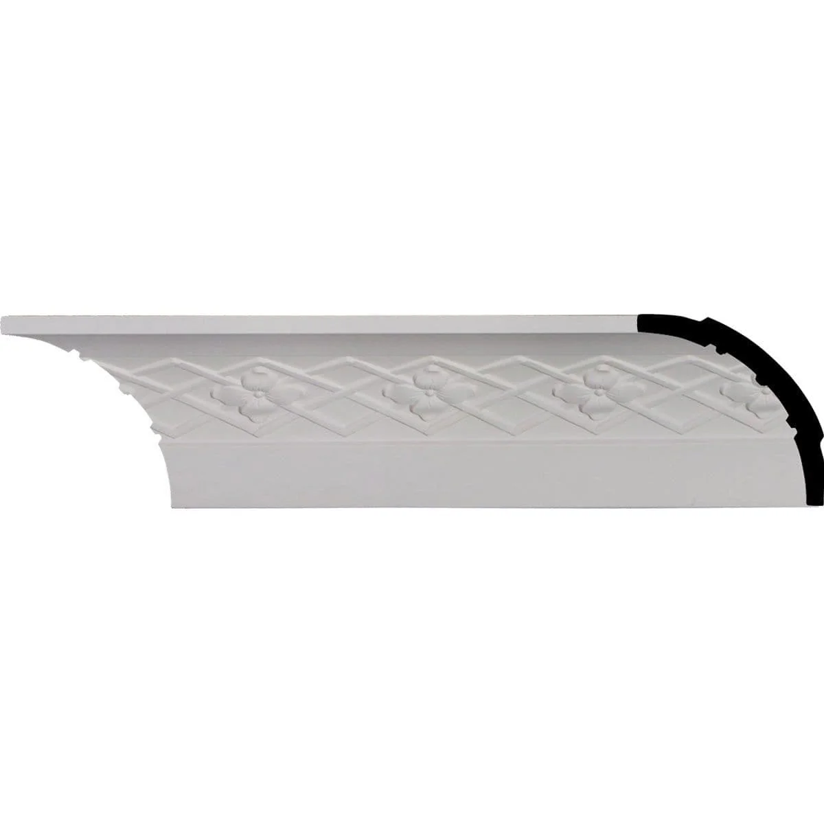Brightton Crown Moulding, 3 1/2"H x 3 1/2"P x 5"F x 94 1/2"L, (3 3/4" Repeat)