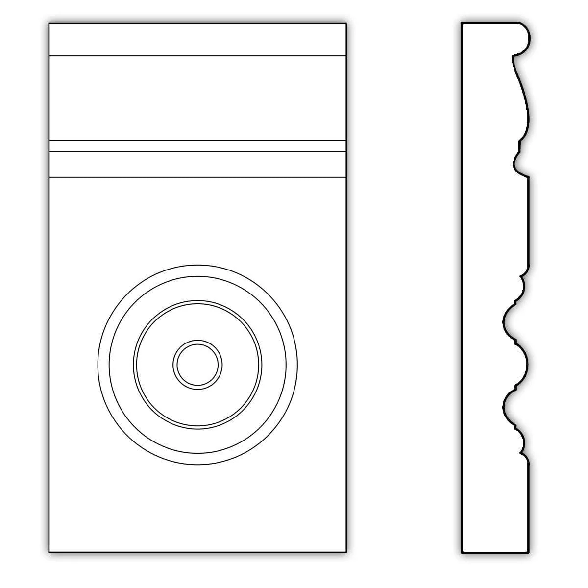 Bullseye Plynth Block , 4 1/2''w x 8"h x 1"d