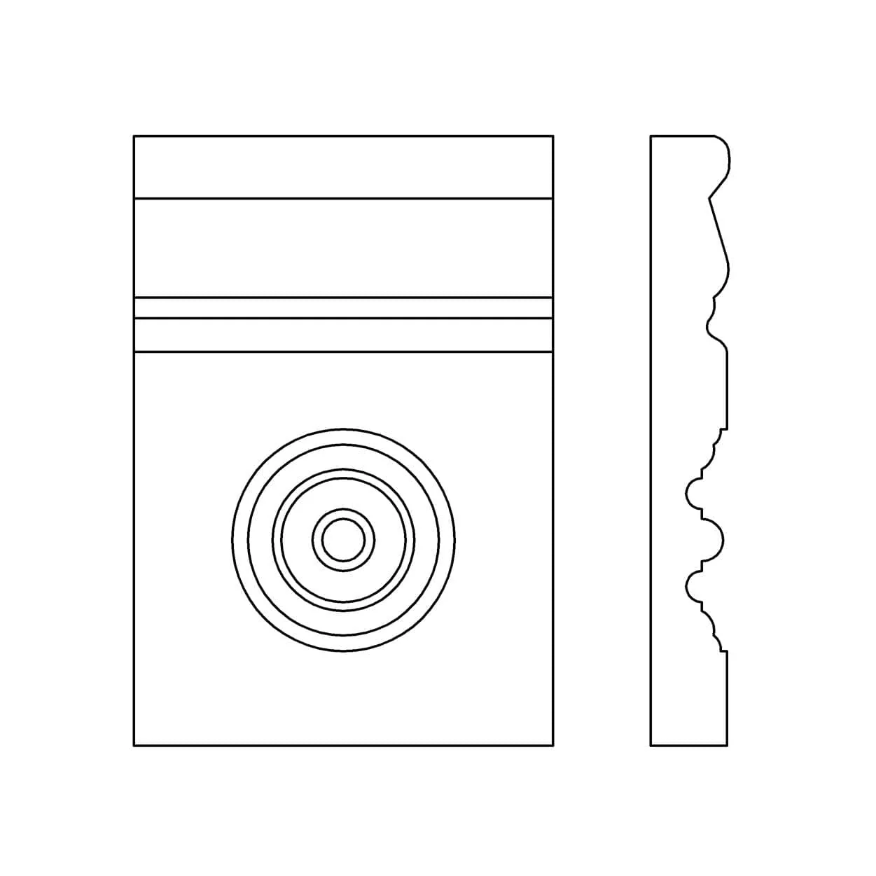 Bullseye Plynth Block , 5 1/2"w x 8"h x 1"d