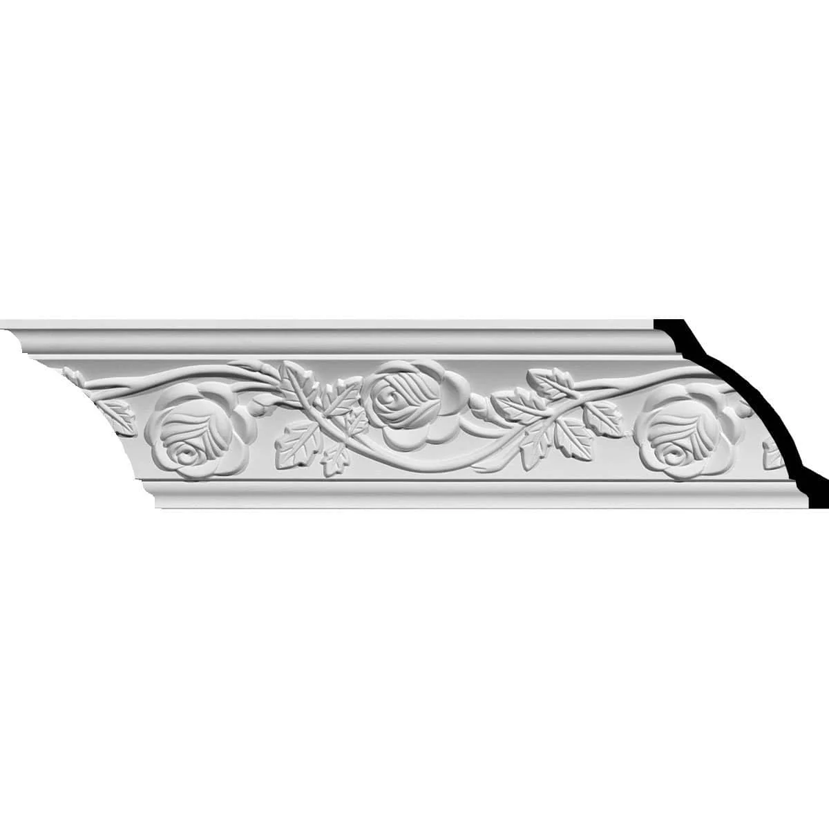 Bulwark Rose Crown Moulding, 3 1/4"H x 3 3/4"P x 5"F x 94 1/2"L