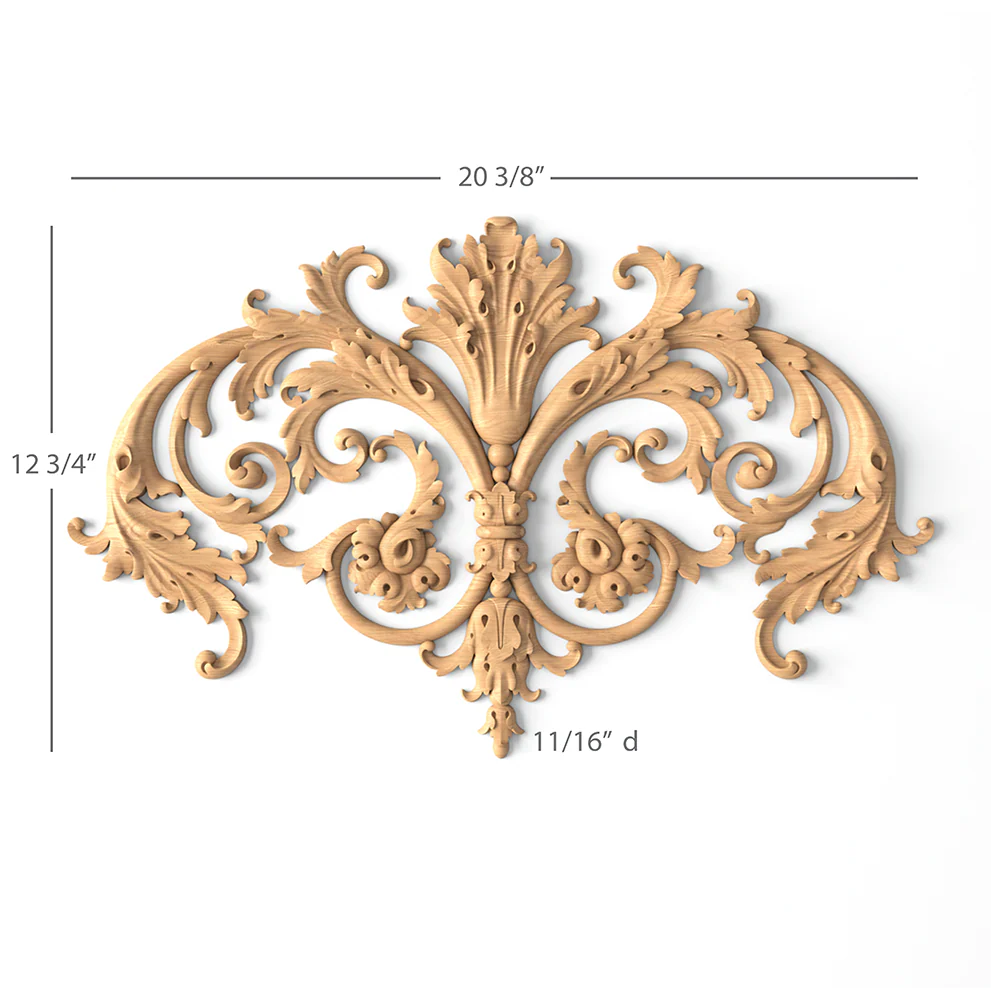Bundled Acanthus Onlay, 20 3/8"w x 12 3/4"h x 11/16"d