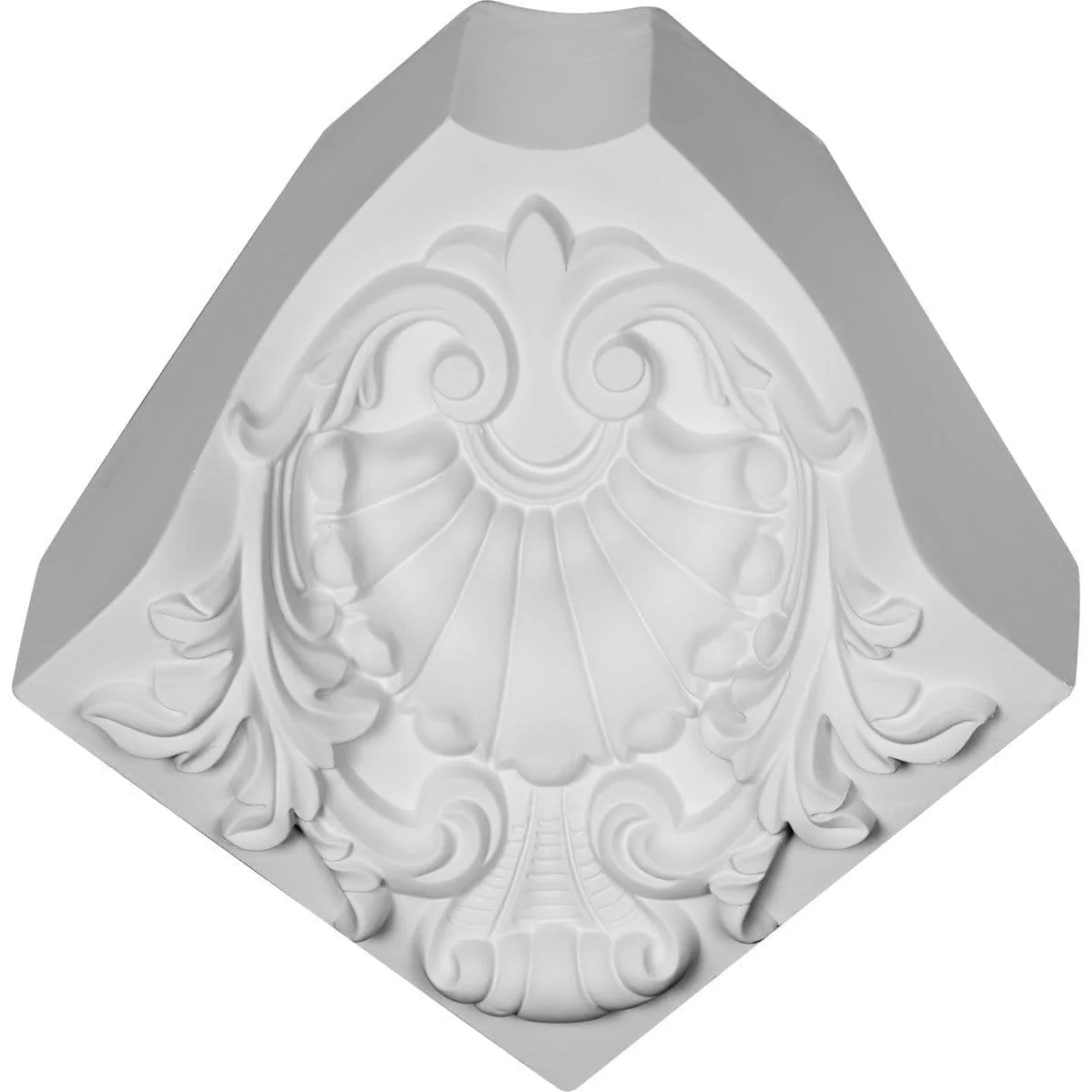 Carrillo Shell Crown Moulding Inside Corner, 7 1/8"H x 7 3/8"P x 10 1/8"F