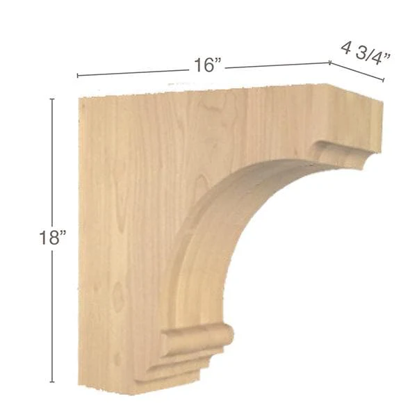 Cavetto Hood Corbel, 4 3/4"w x 18"h x 16"d