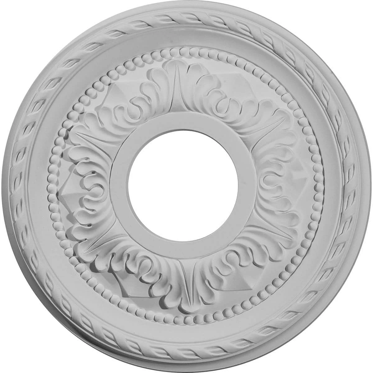 Ceiling Medallion (Fits Canopies up to 4 7/8"), 12 1/8"OD x 3 1/2"ID x 1"P