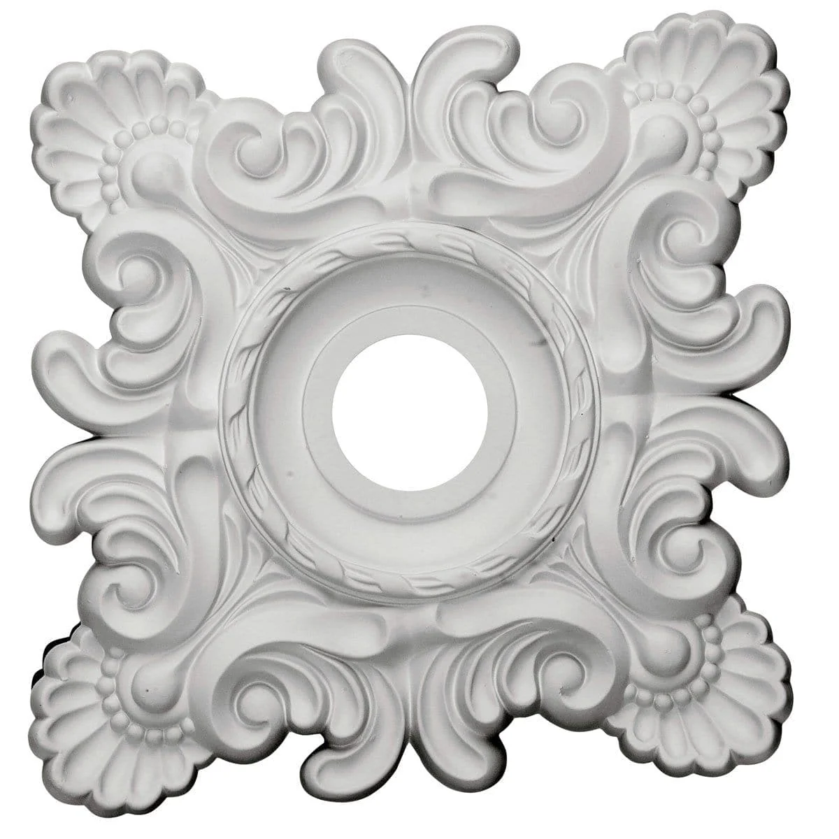 Ceiling Medallion (Fits Canopies up to 6 3/4"), 18"W x 18"H x 3 1/4"ID x 1 1/2"P