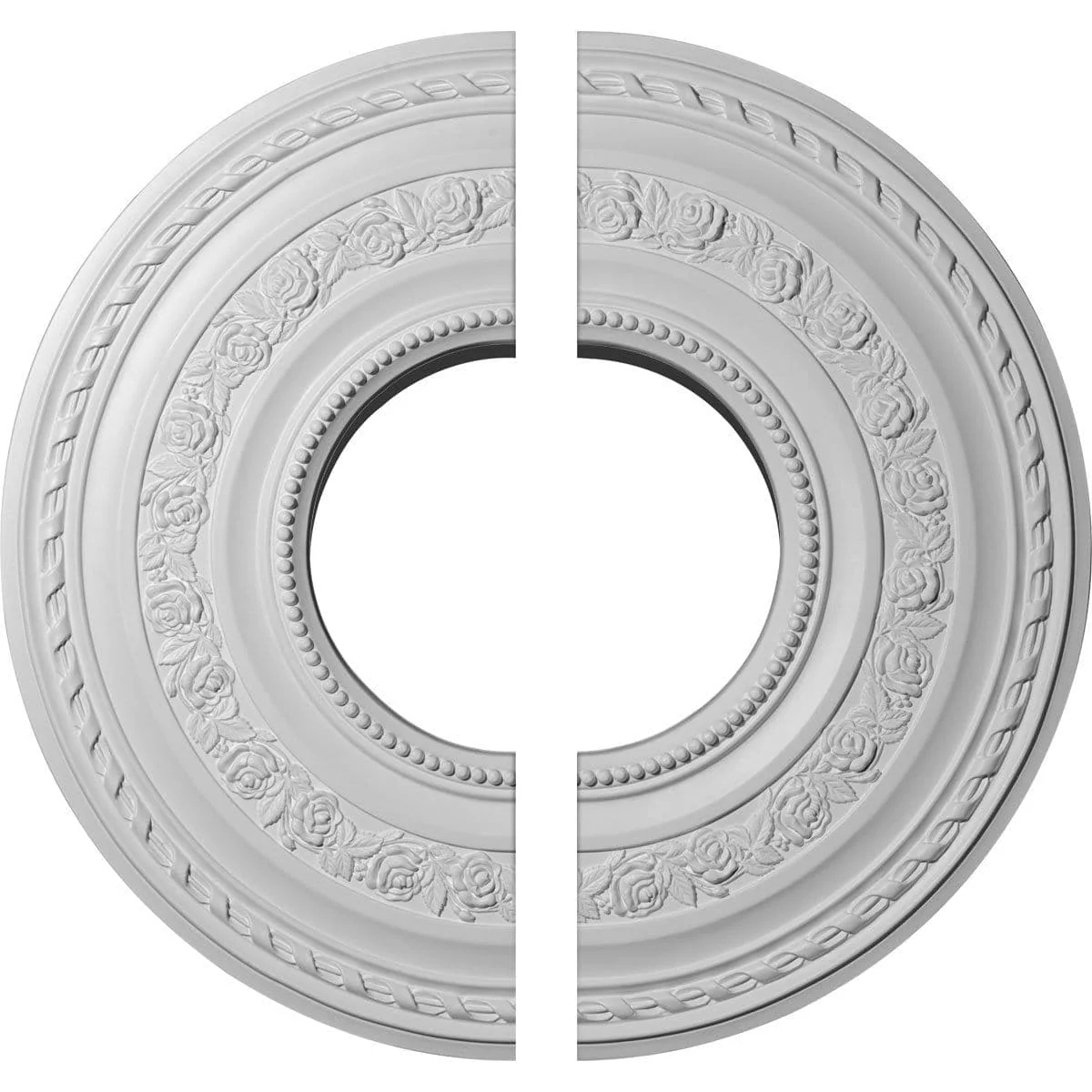 Ceiling Medallion, Two Piece (Fits Canopies up to 11 5/8")29 3/8"OD x 11 5/8"ID x 1 1/8"P