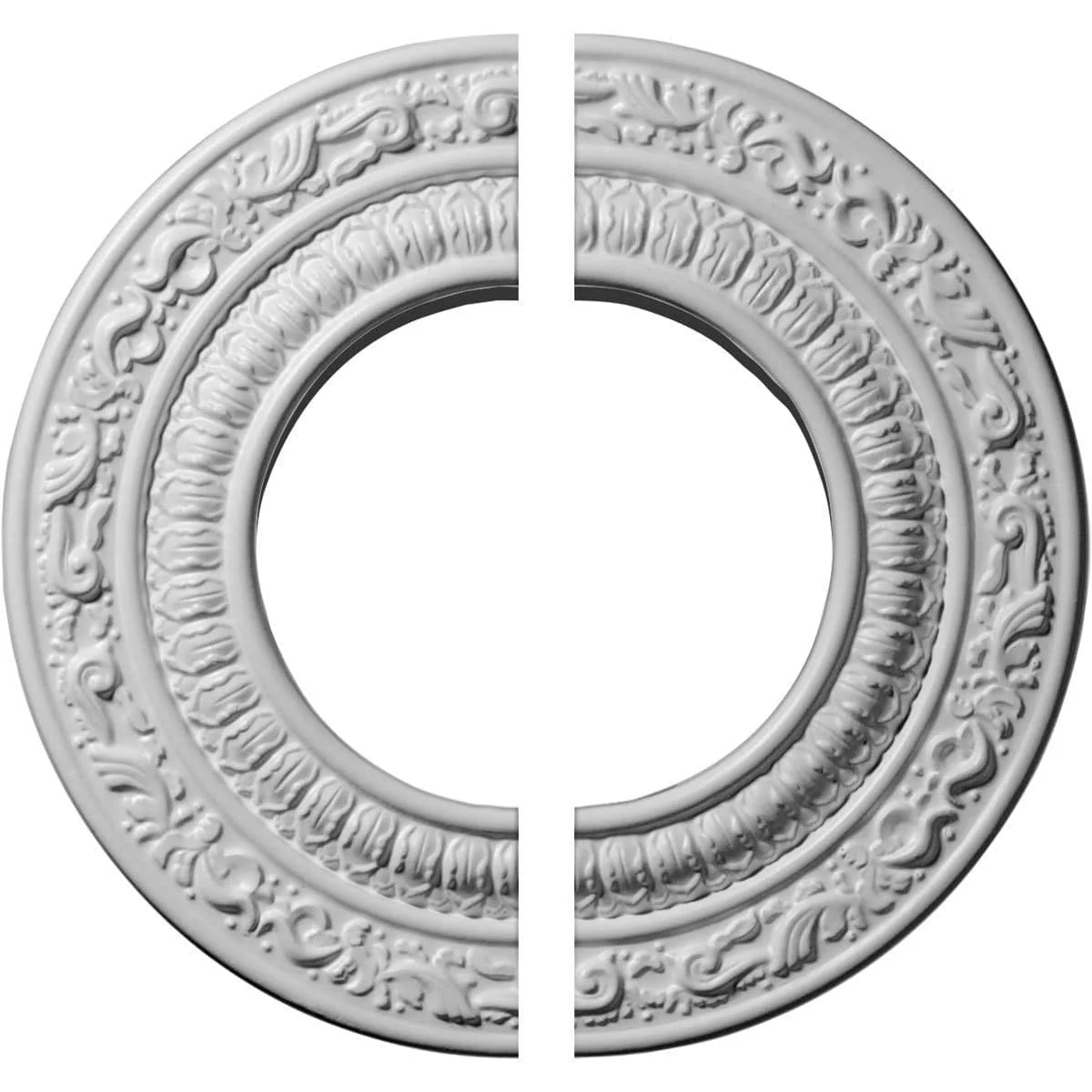 Ceiling Medallion, Two Piece (Fits Canopies up to 4 1/8")8 1/8"OD x 4 1/8"ID x 1/2"P