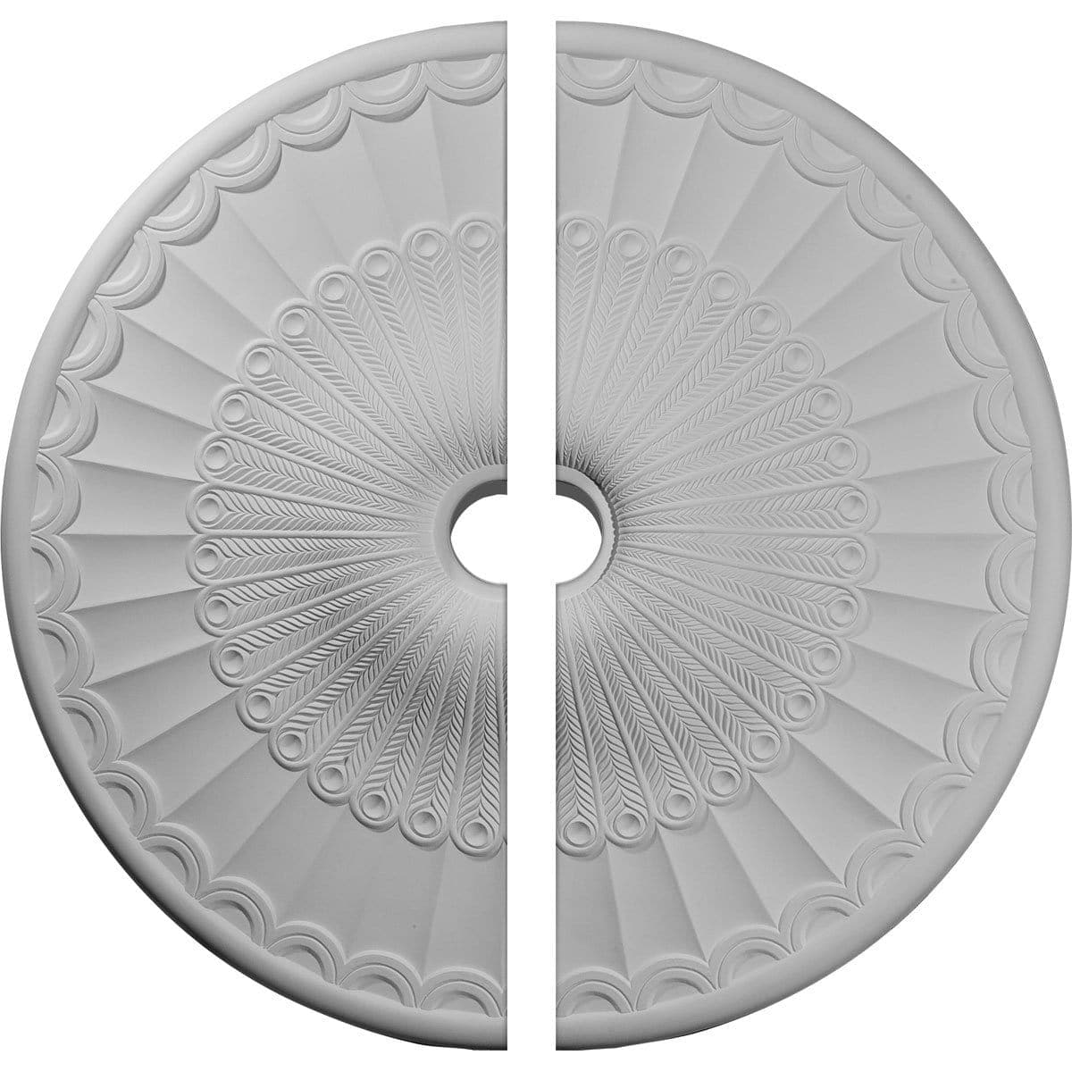 Ceiling Medallion, Two Piece (Fits Canopies up to 4 3/4")36 5/8"OD x 3 5/8"ID x 2 3/8"P