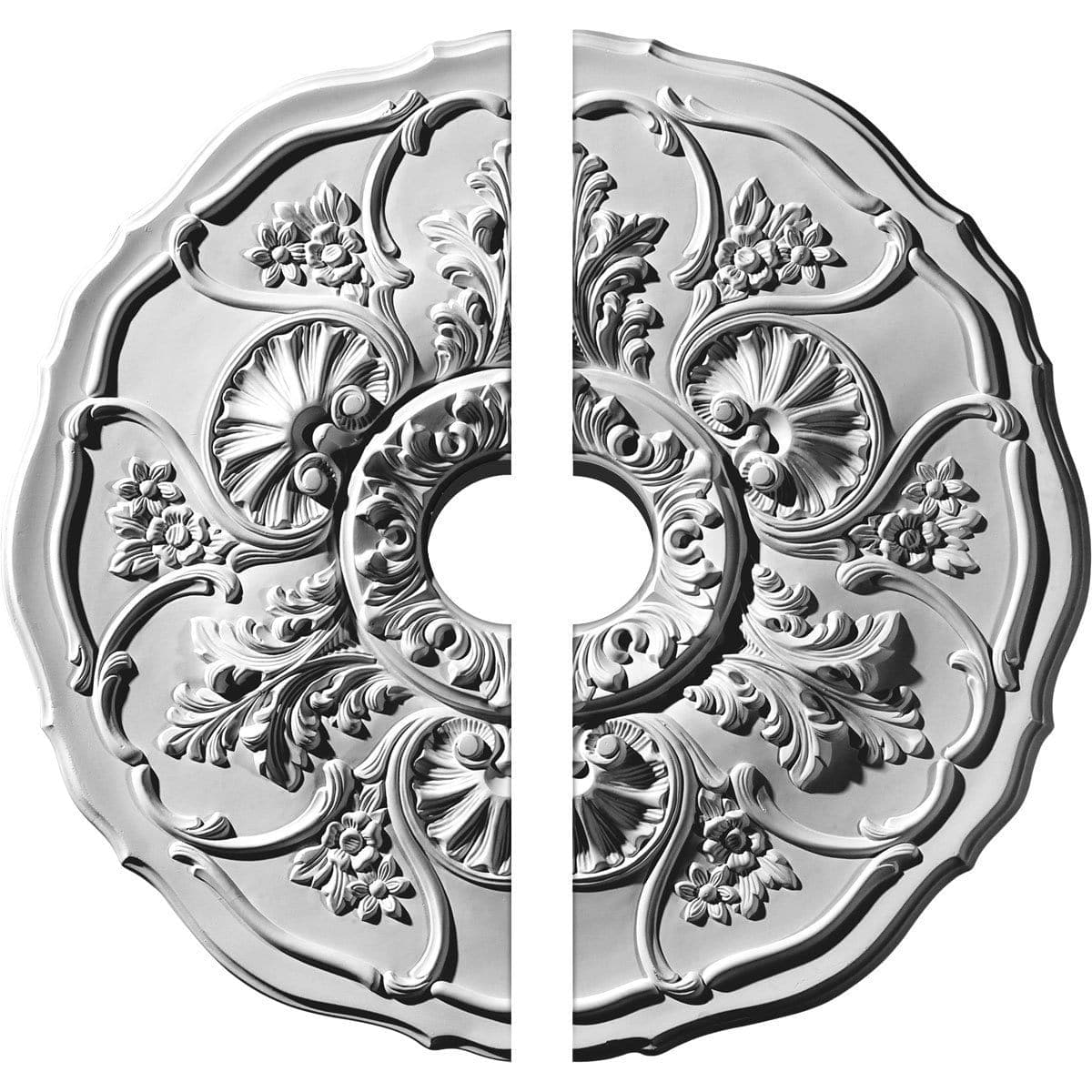 Ceiling Medallion, Two Piece (Fits Canopies up to 4")22 1/2"OD x 3 1/2"ID x 1 1/2"P