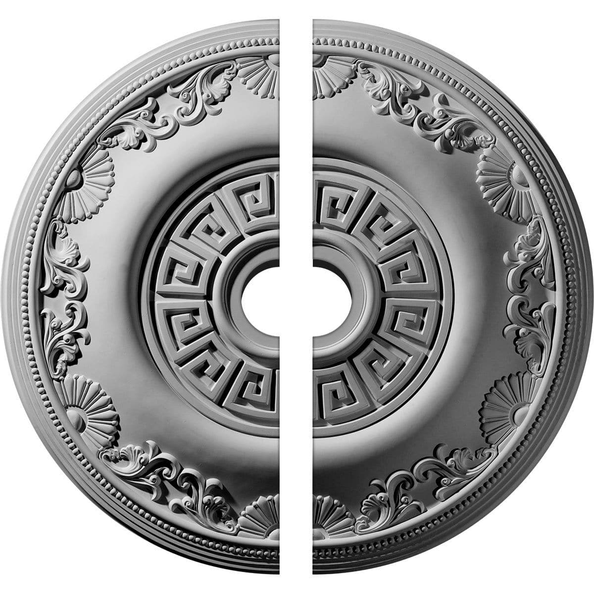 Ceiling Medallion, Two Piece (Fits Canopies up to 5")25 7/8"OD x 3 1/2"ID x 2 1/4"P