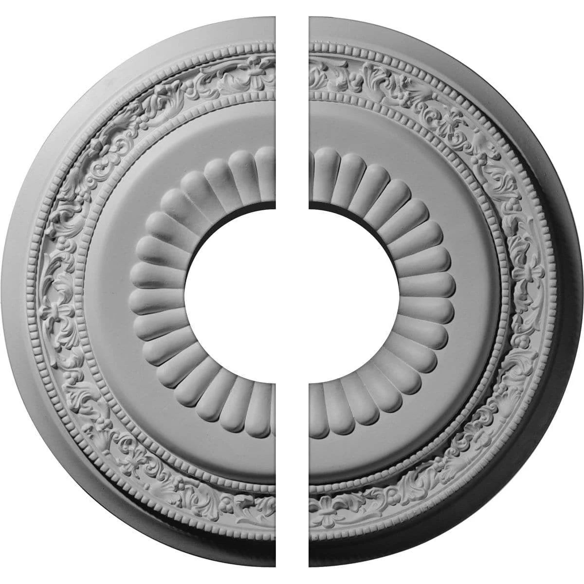 Ceiling Medallion, Two Piece (Fits Canopies up to 6 1/4")20 5/8"OD x 6 1/4"ID x 1 3/8"P
