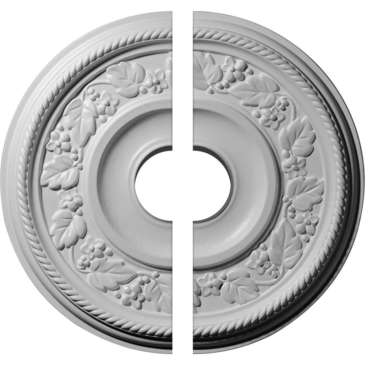 Ceiling Medallion, Two Piece (Fits Canopies up to 6 3/4")16 1/8"OD x 3 1/2"ID x 3/4"P