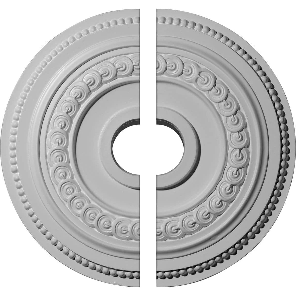 Ceiling Medallion, Two Piece (Fits Canopies up to 8 5/8")18"OD x 3 3/8"ID x 7/8"P