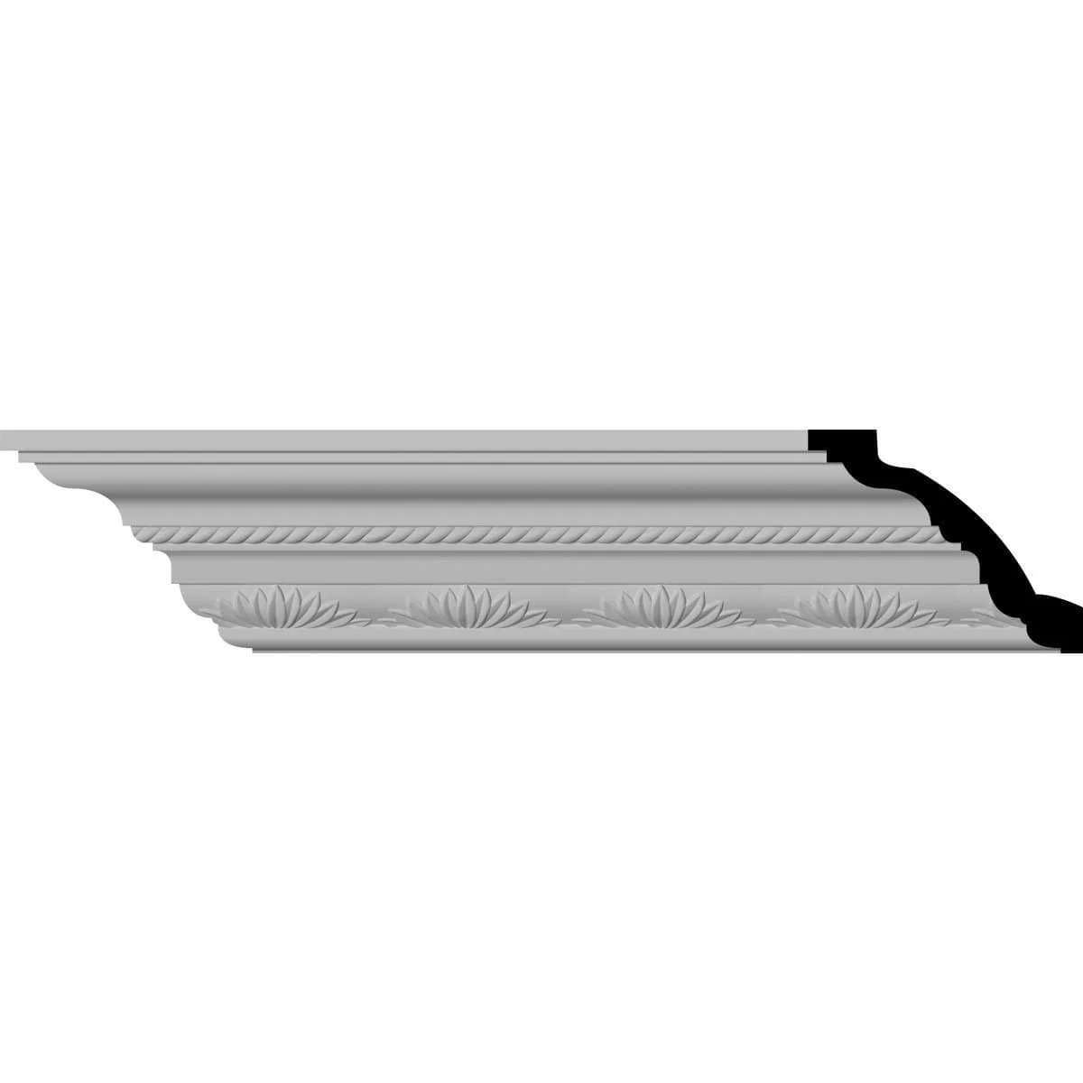 Chesterfield Running Rope Crown Moulding, 3 7/8"H x 4 1/8"P x 5 3/4"F x 94 1/2"L, (3 7/8" Repeat)