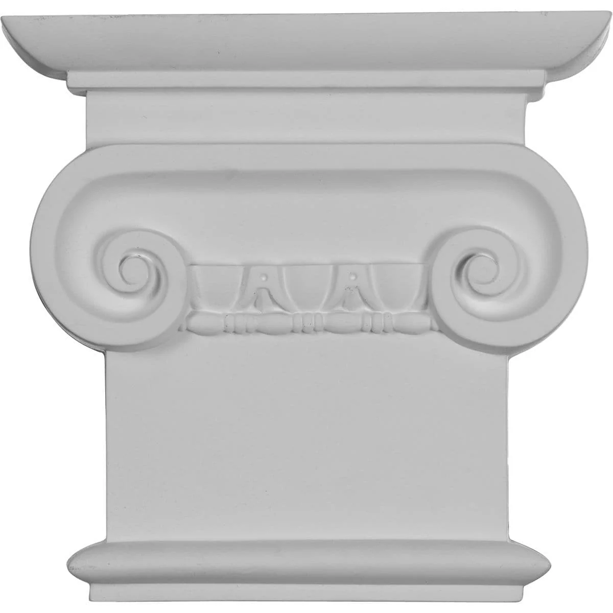 Classic Ionic Capital (Fits Pilasters up to 5 3/4"W x 5/8"D), 8 1/4"W x 7 7/8"H