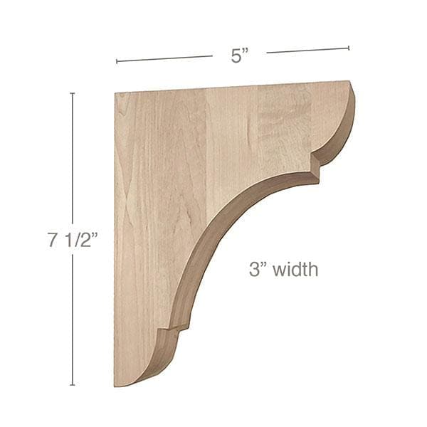 Classic Small Bar Bracket Corbel, 3"w x 7 1/2"h x 5"d