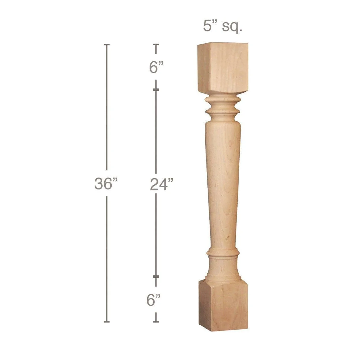 Classic Smooth Island Column, 5"sq. x 36"h